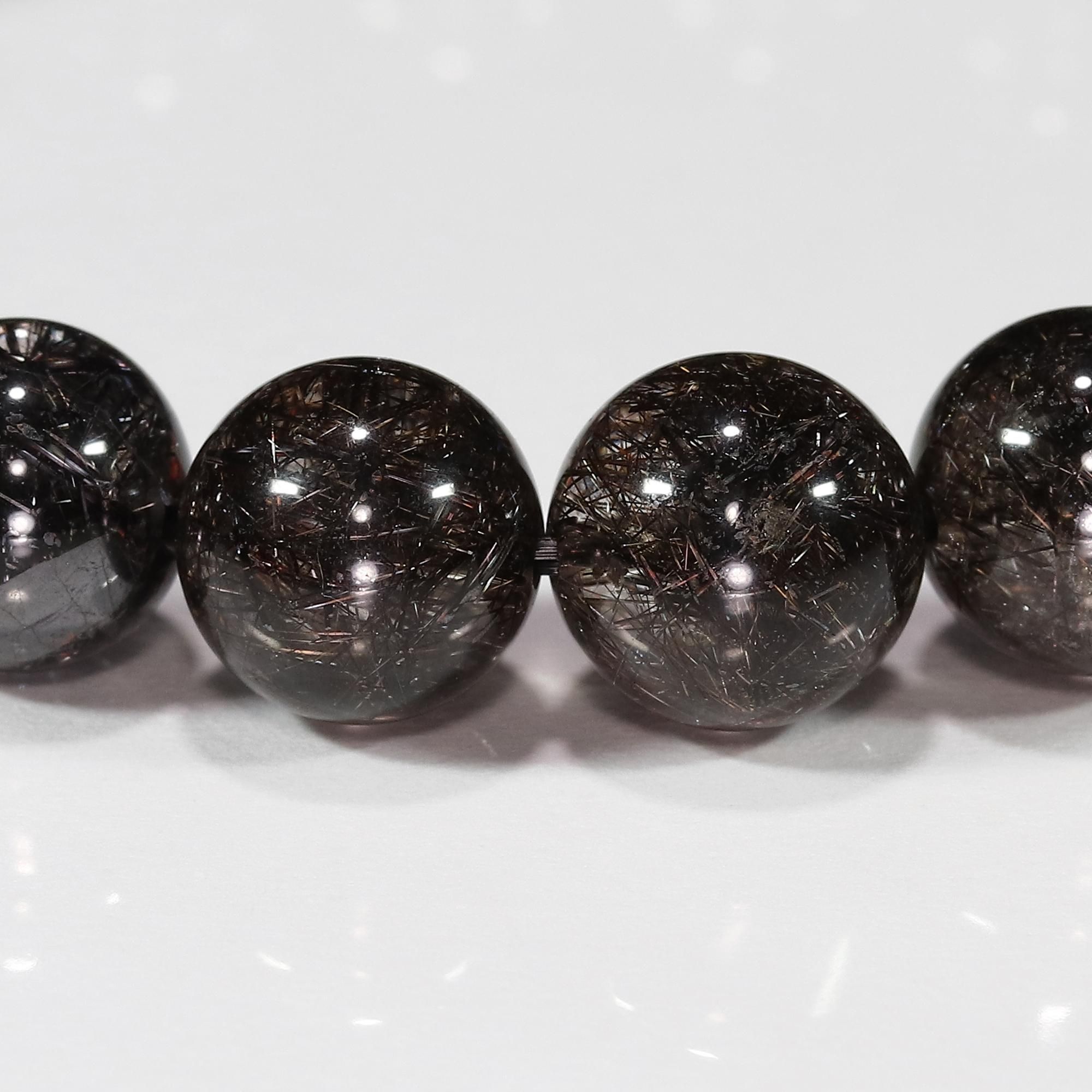 【高品質】ブラックルチルクォーツ ブレスレット　 約10mm 入手困難な黒さのびっしりタイプ/これを逃すと次回入荷は長期
