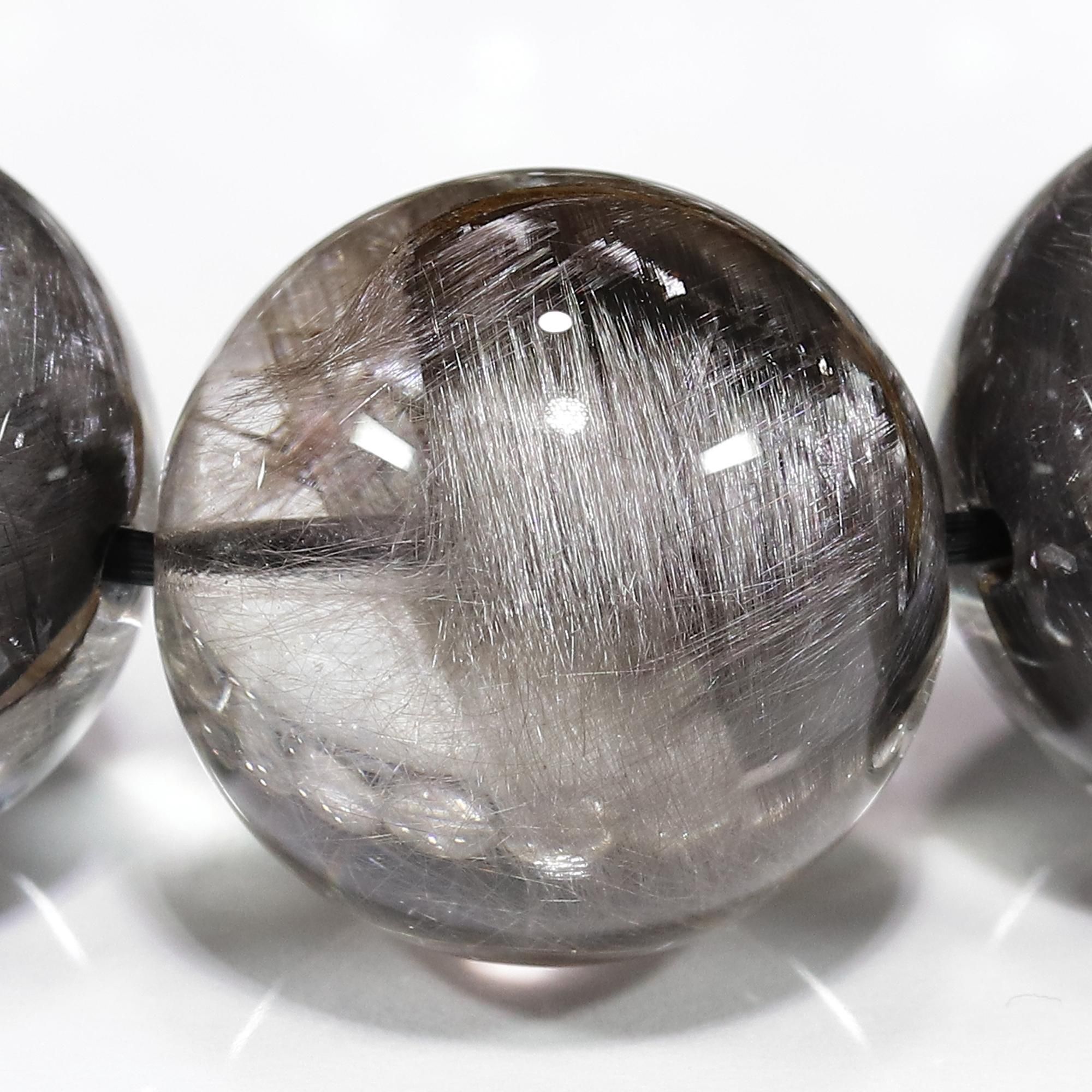 最新な プレミアムプラチナルチルクォーツ 17mm～17.5mm玉 ブレスレット ブレスレット・バングル