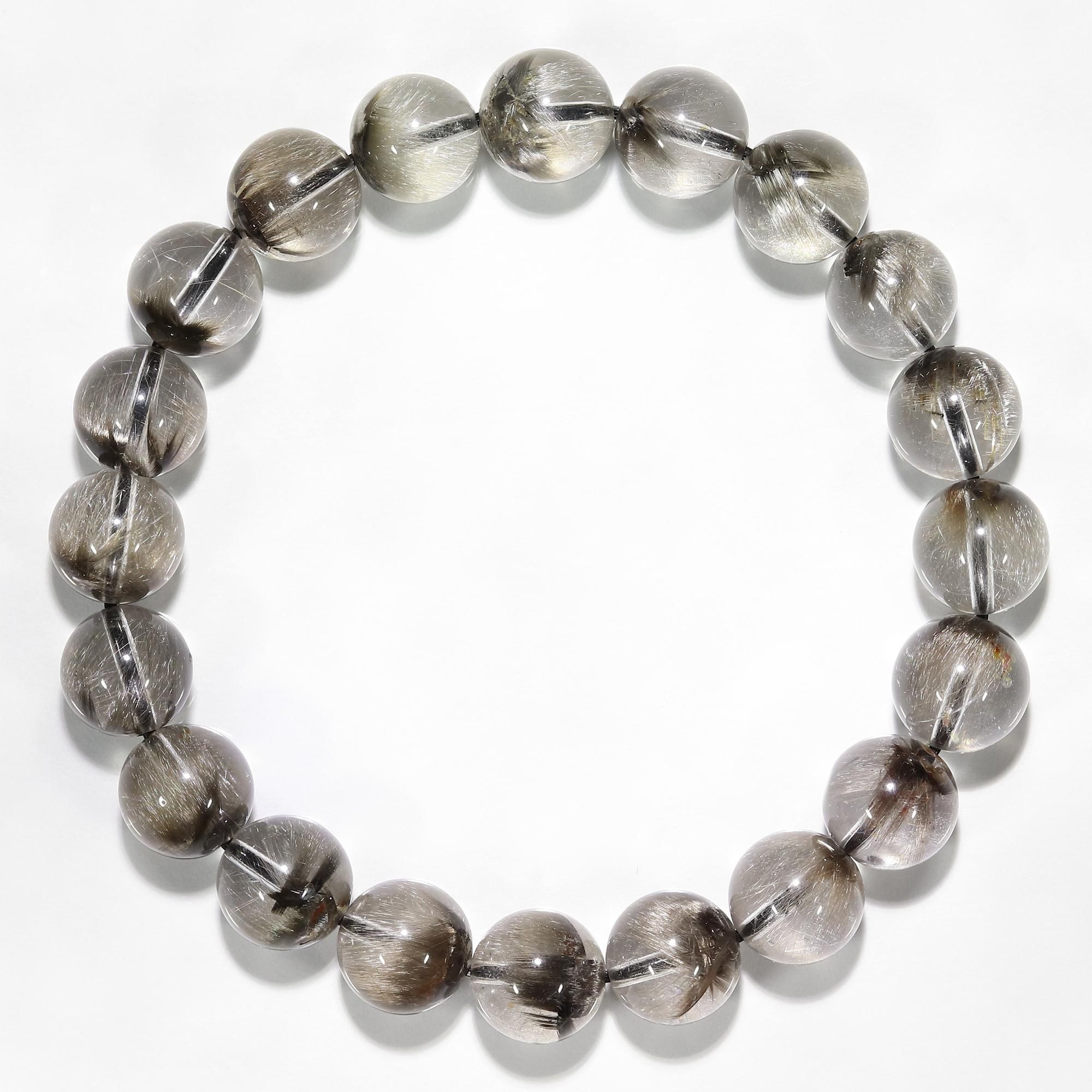 高品質　プラチナ　ルチルクォーツ　ブレスレット 高品質】プラチナルチルクォーツ 9mm玉 ブレスレット(型番pt1236)[手首