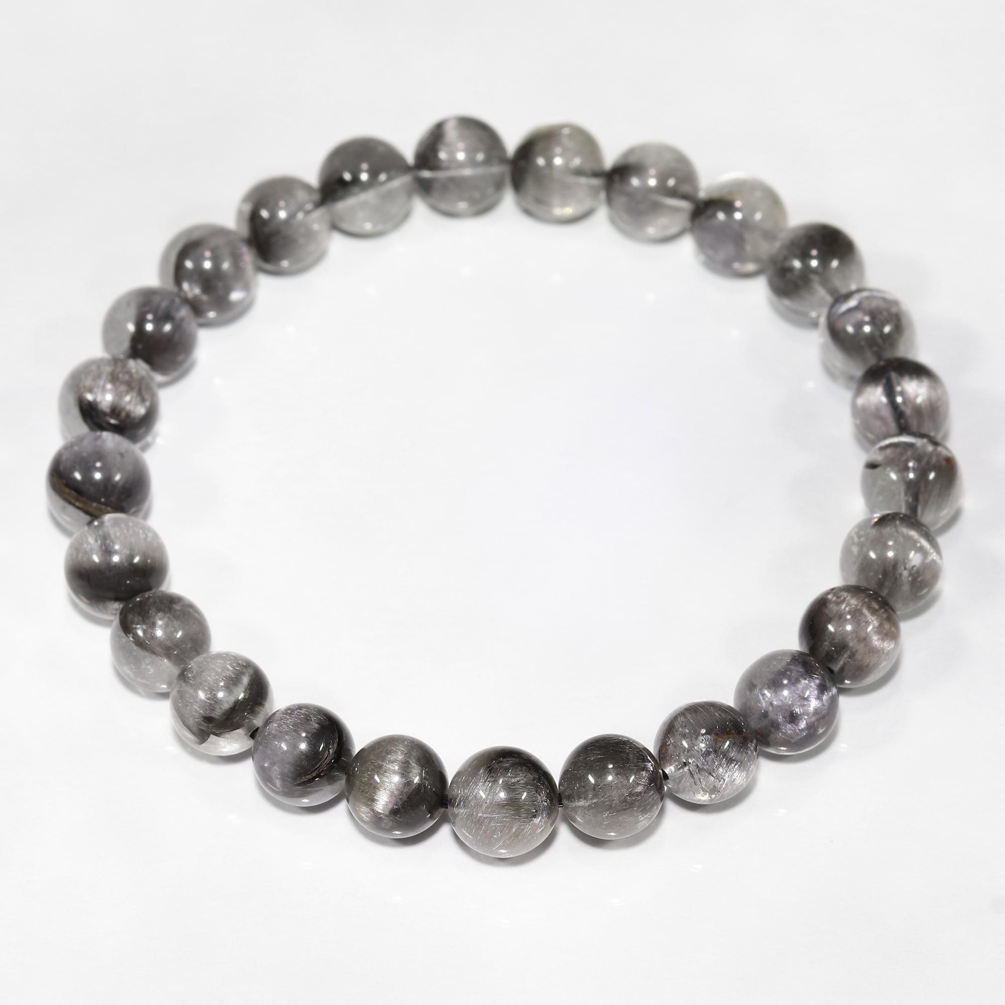 高品質 プラチナルチル 格安 鑑別書付 高品質】プラチナルチルクォーツ ブレスレット （11.3mm）〈MB3477