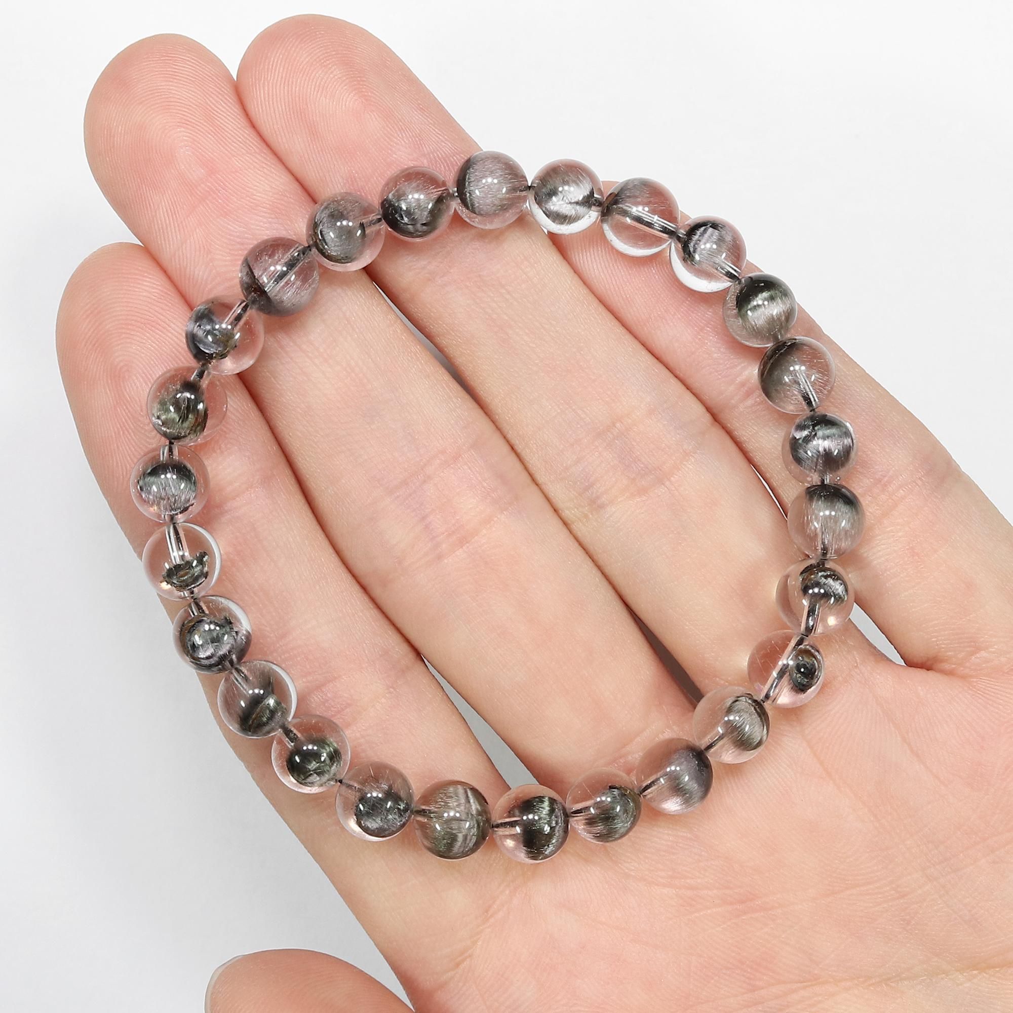 高品質】プラチナルチルクォーツ 6.5mm～7mm玉 ブレスレット