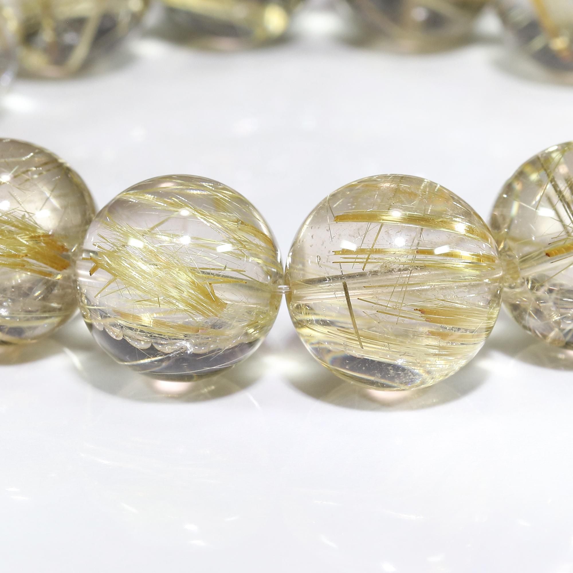 mizuteppow　高品質ゴールドルチル　7mm 透明　店舗価格14万 最高品質/黄色みの強い明るいゴールドルチル】タイチンルチル