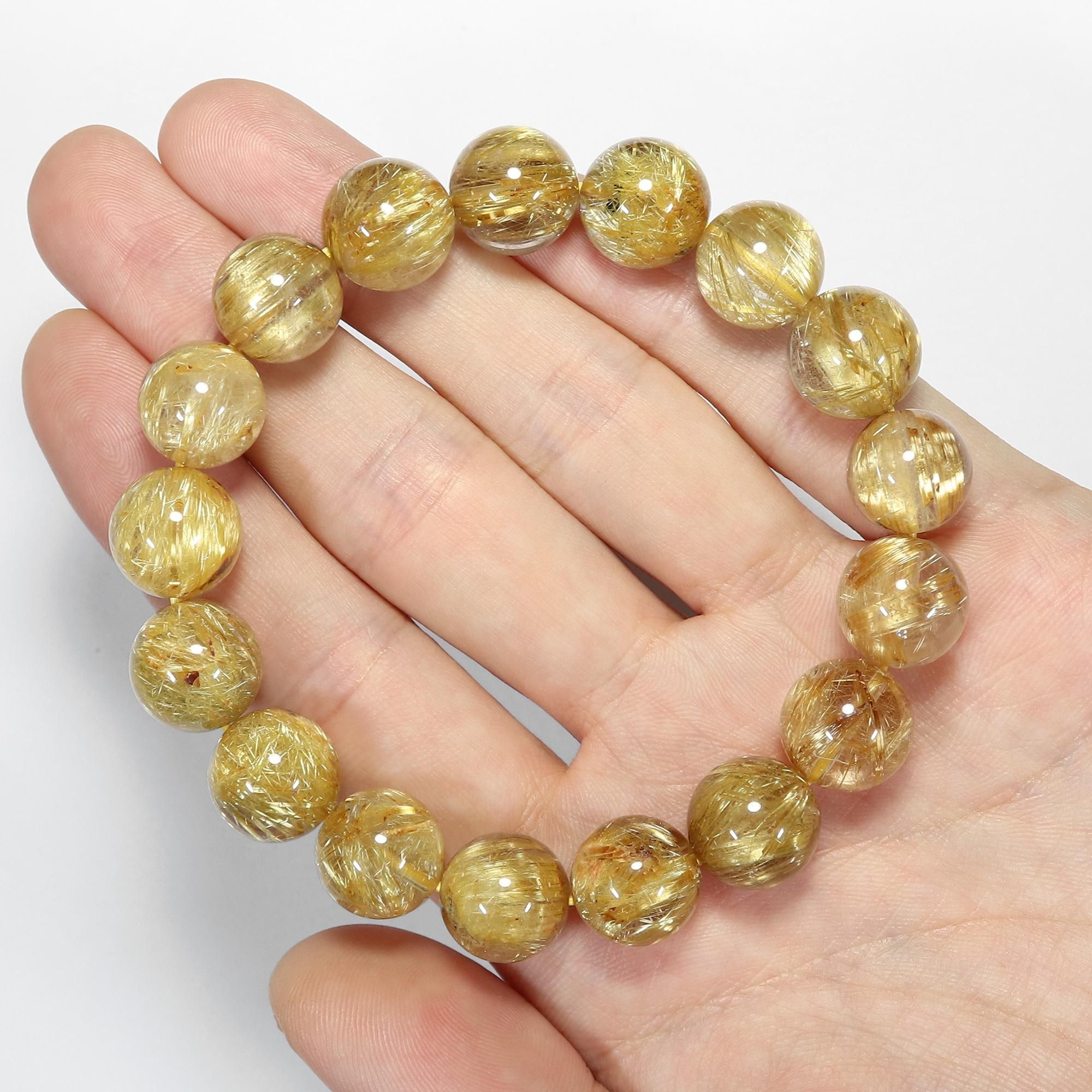 高品質】タイチンルチルクォーツ 12mm～12.5mm玉 ブレスレット