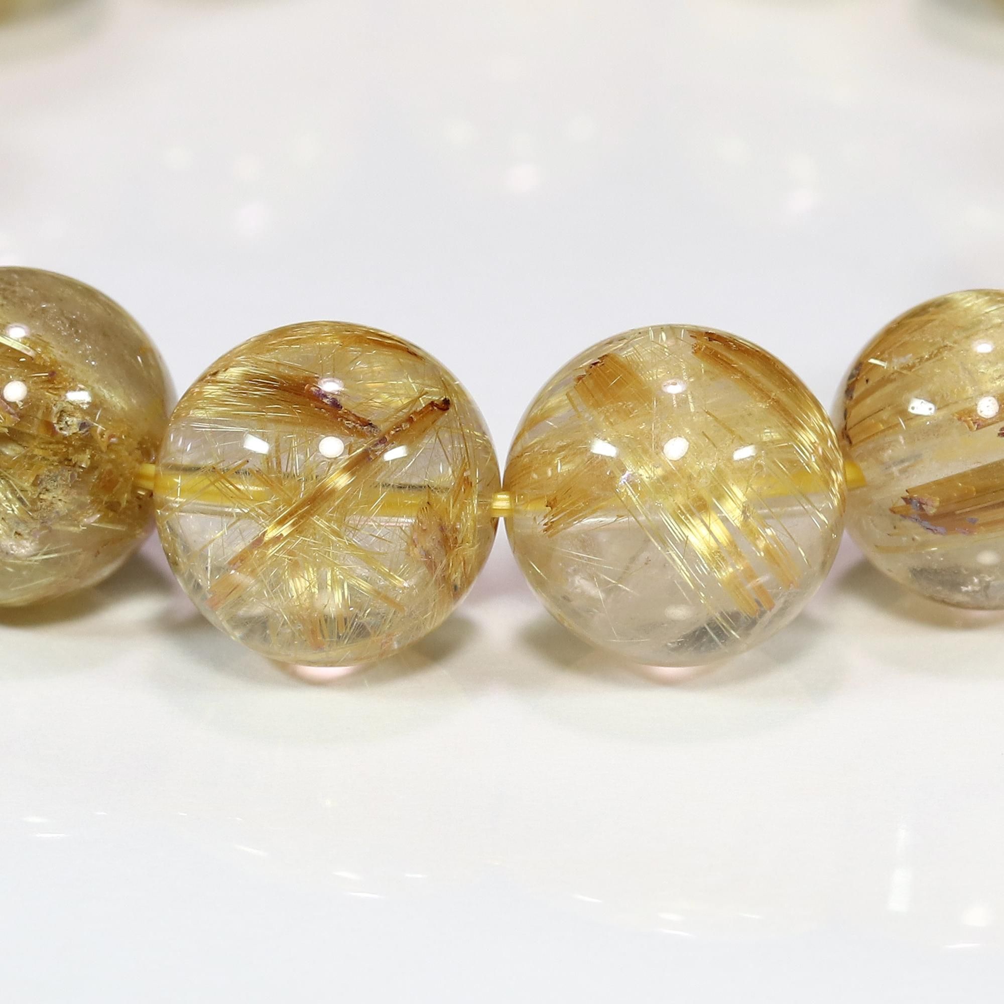 高品質】タイチンルチルクォーツ 12mm～12.5mm玉 ブレスレット