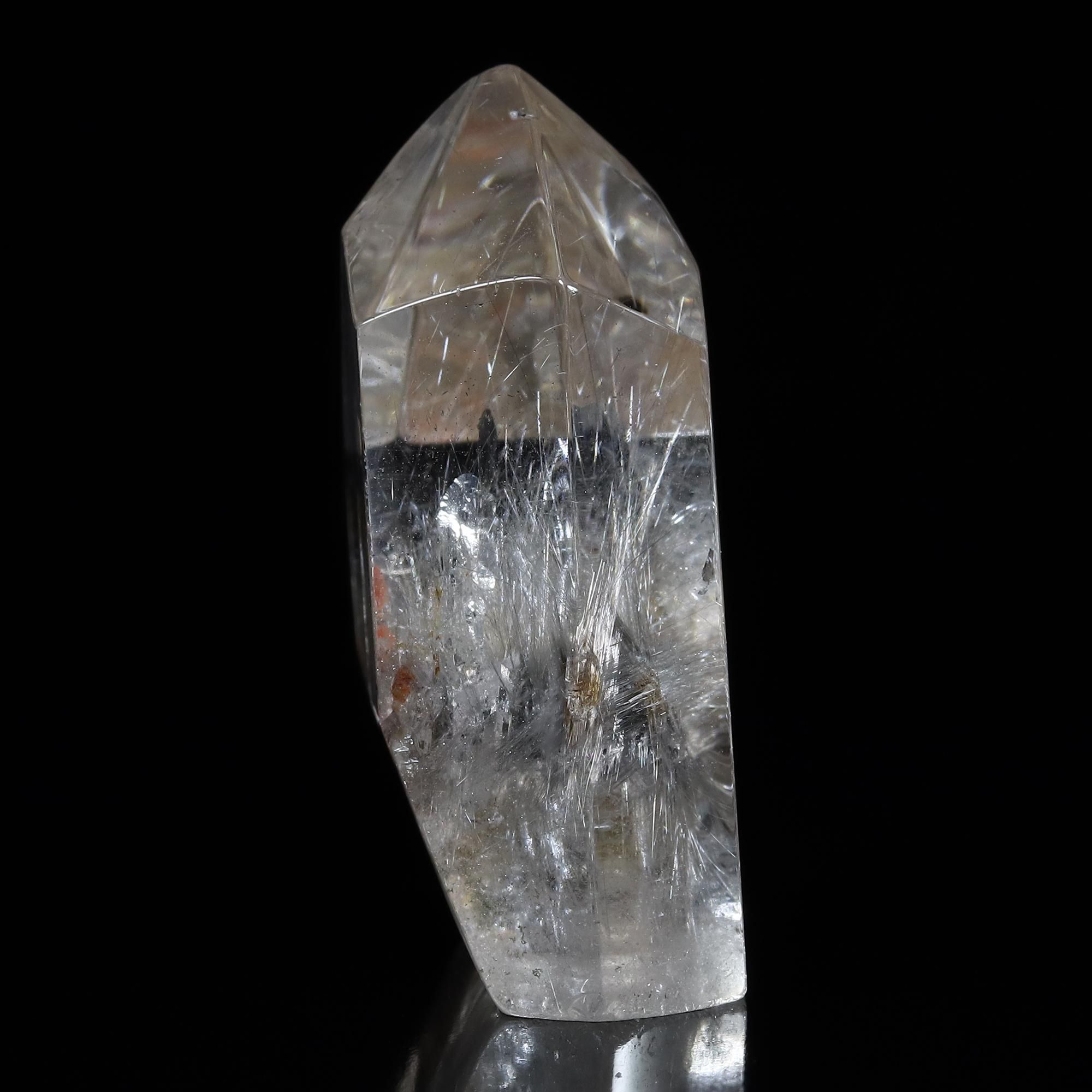 希少】プラチナルチルクォーツ ポイントカット 磨き石 [高さ35.0