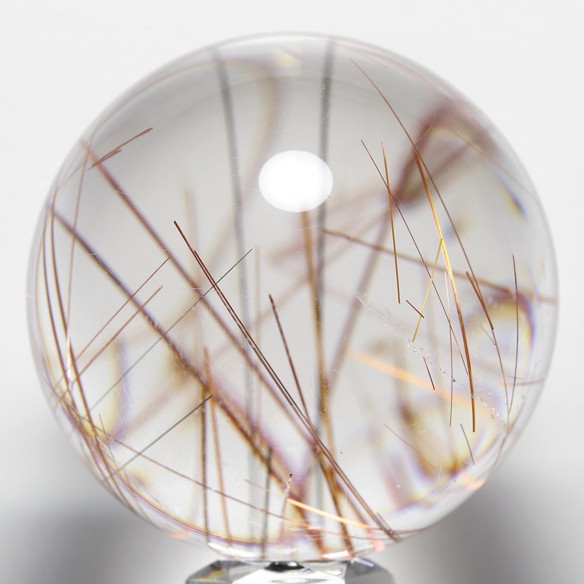 レッドルチル&オレンジルチル&ブラックルチルクォーツ Φ42.5mm玉