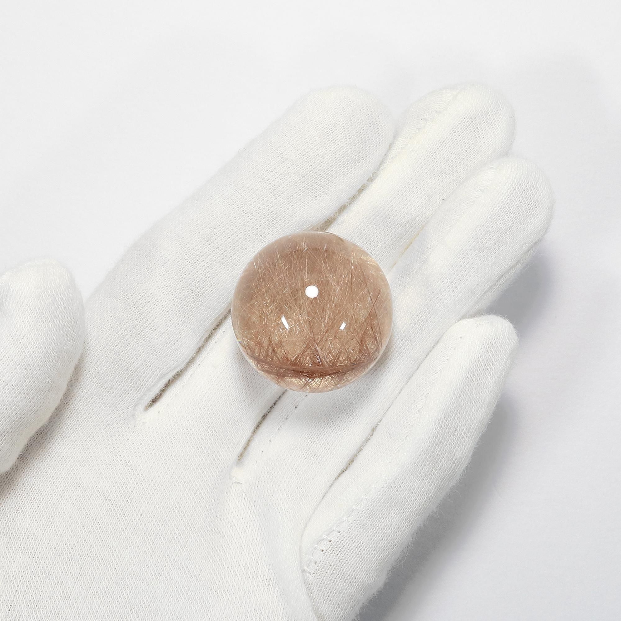 ピンクブラウンルチル&ピンクゴールドルチルクォーツ Φ27.6mm玉