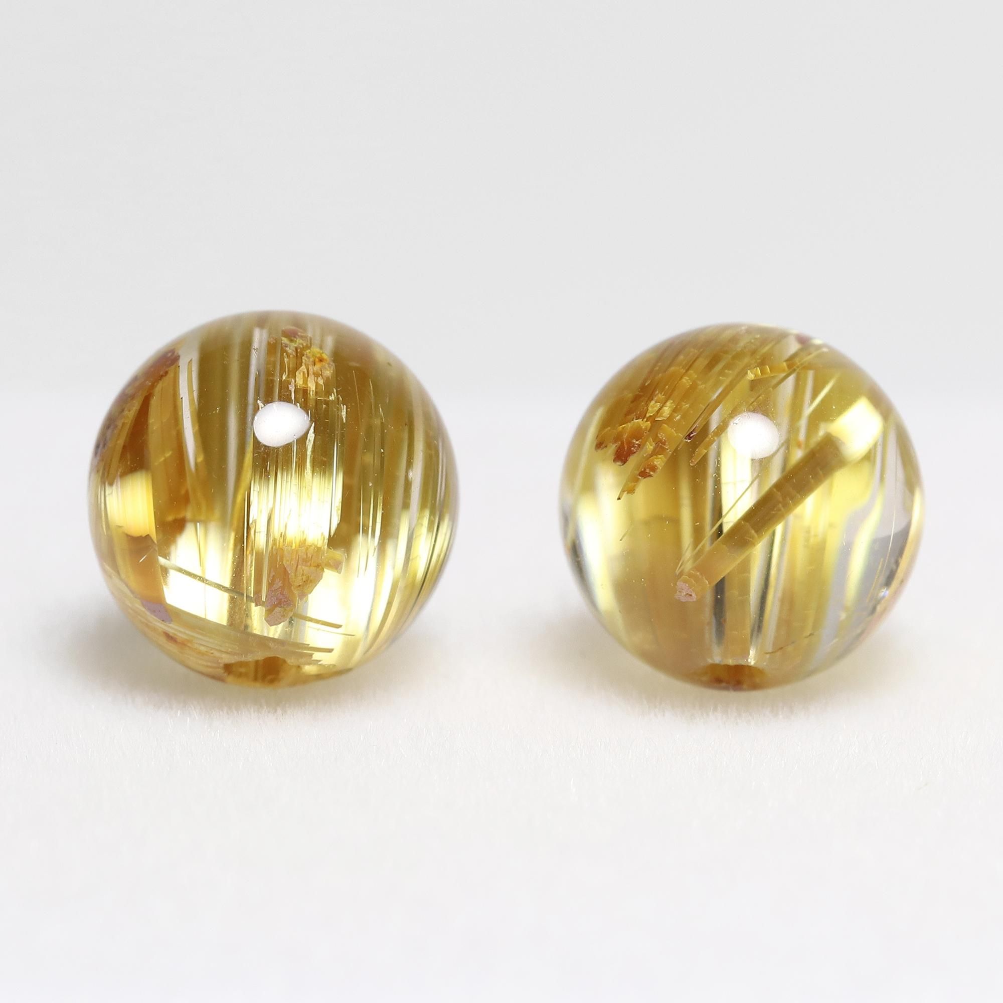 極上】タイチンキャッツアイルチルクォーツ Φ8mm K18ピアス ペア
