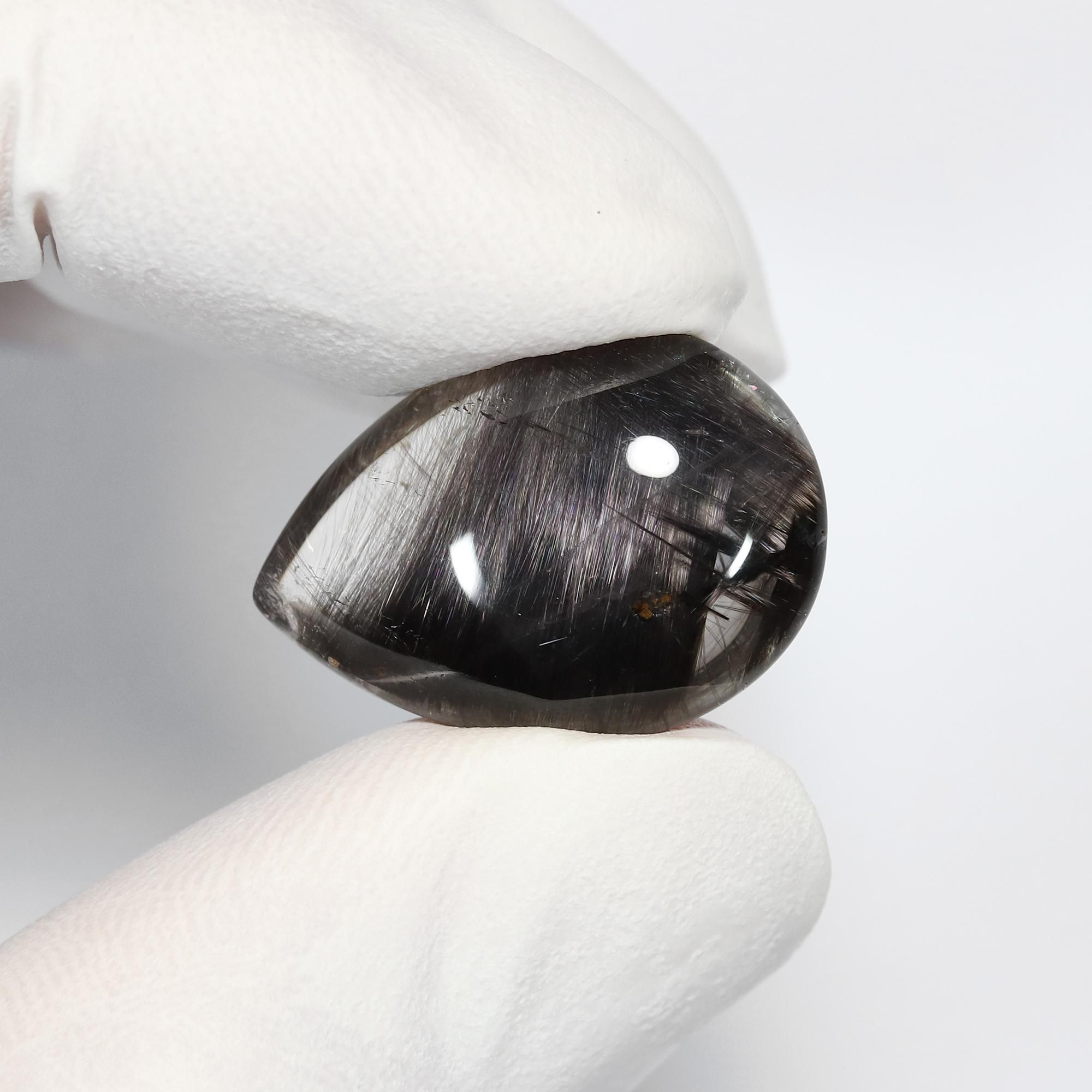 希少】ブラックプラチナルチルクォーツ ペアシェイプ・ダブル