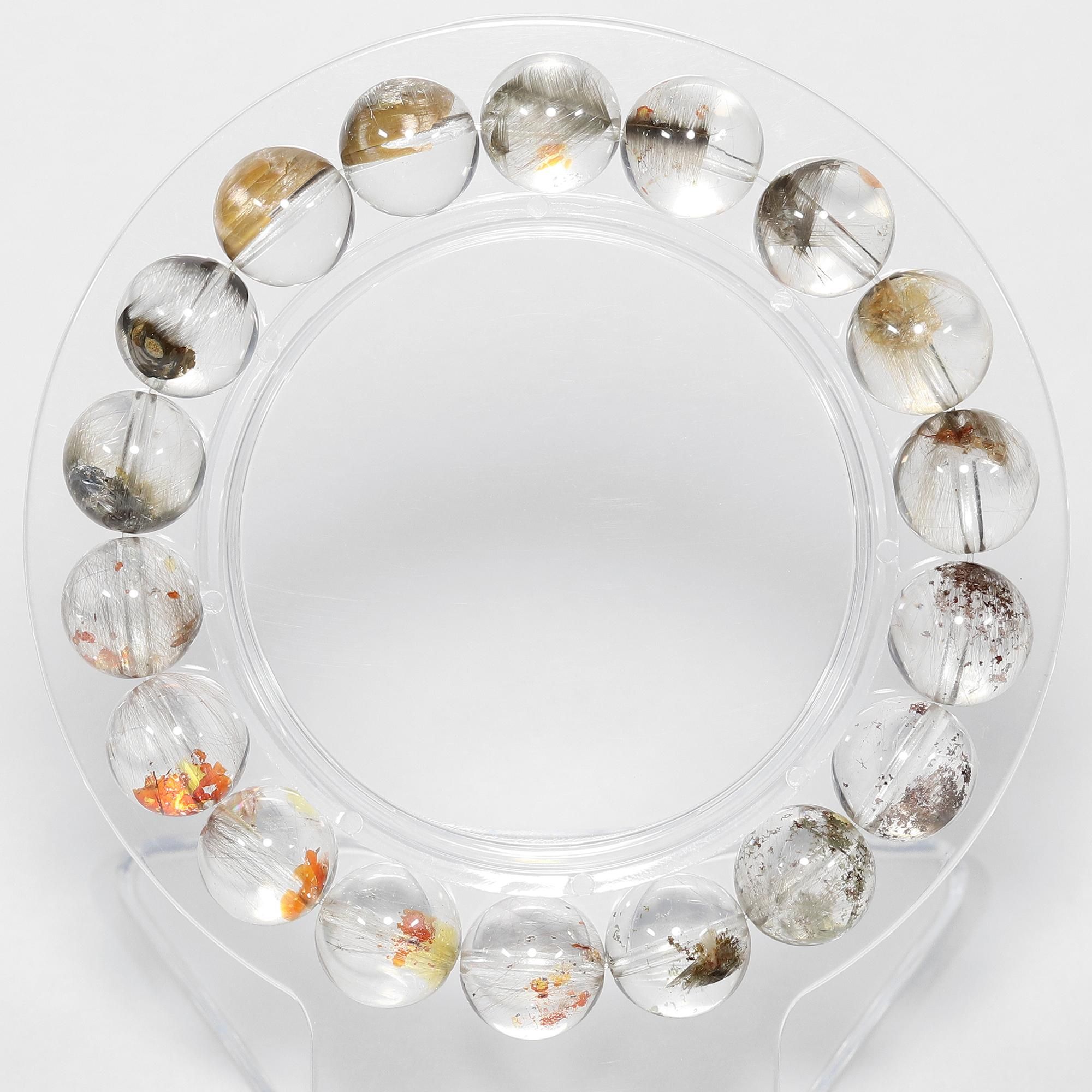 ブラックルチルクォーツ 高品質 ブレスレット 14.4mm 20cm