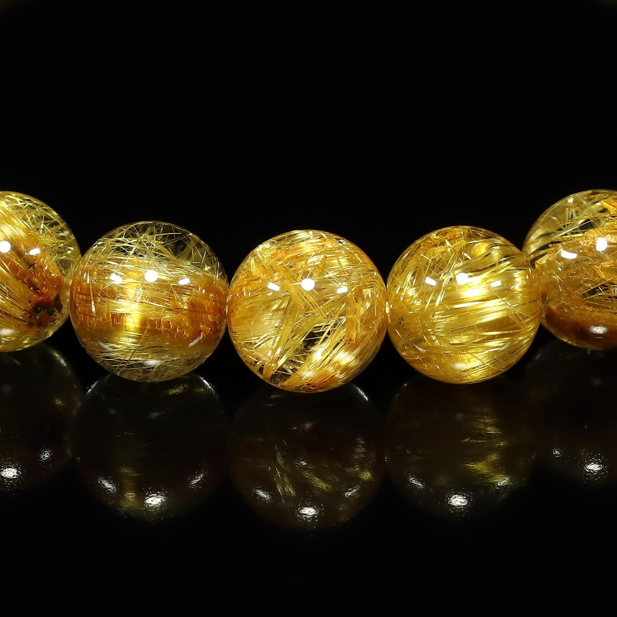 タイチン　天誅　12mm ブレスレット 最高品質/力強さを感じる群晶タイプ】太陽放射タイチンルチル