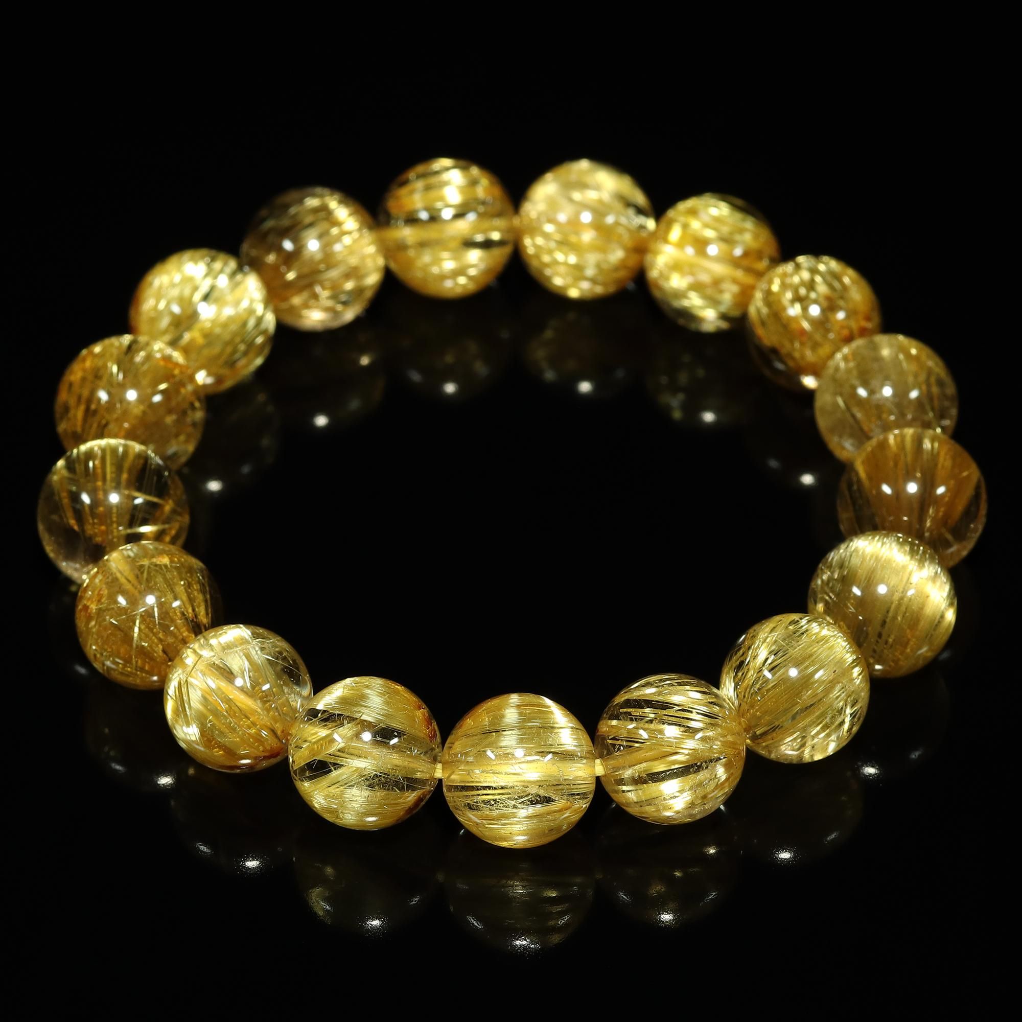 最高品質】タイチンルチルクォーツ 11mm～12mm玉 ブレスレット