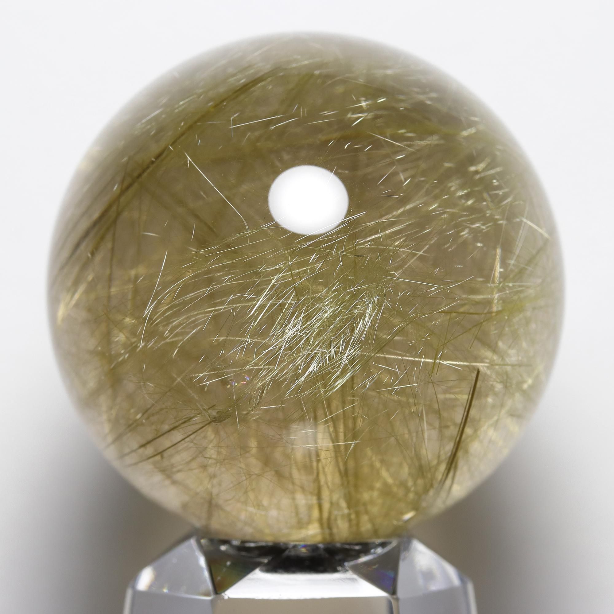 【セレクト品】ゴールドルチルクォーツ(スフィア)43.1ミリ プレミアムタイチンイエローゴールドルチルクォーツ Φ73.7mm玉