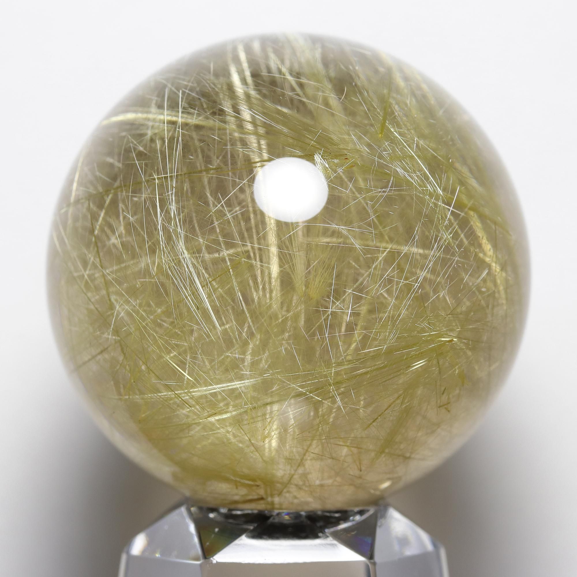 【スモーキー ゴールド ルチル クォーツ】 スフィア 丸玉 58mm 台座付き ゴールドルチルクォーツスフィア鉱物入り58mm丸玉 ゴールドルチル