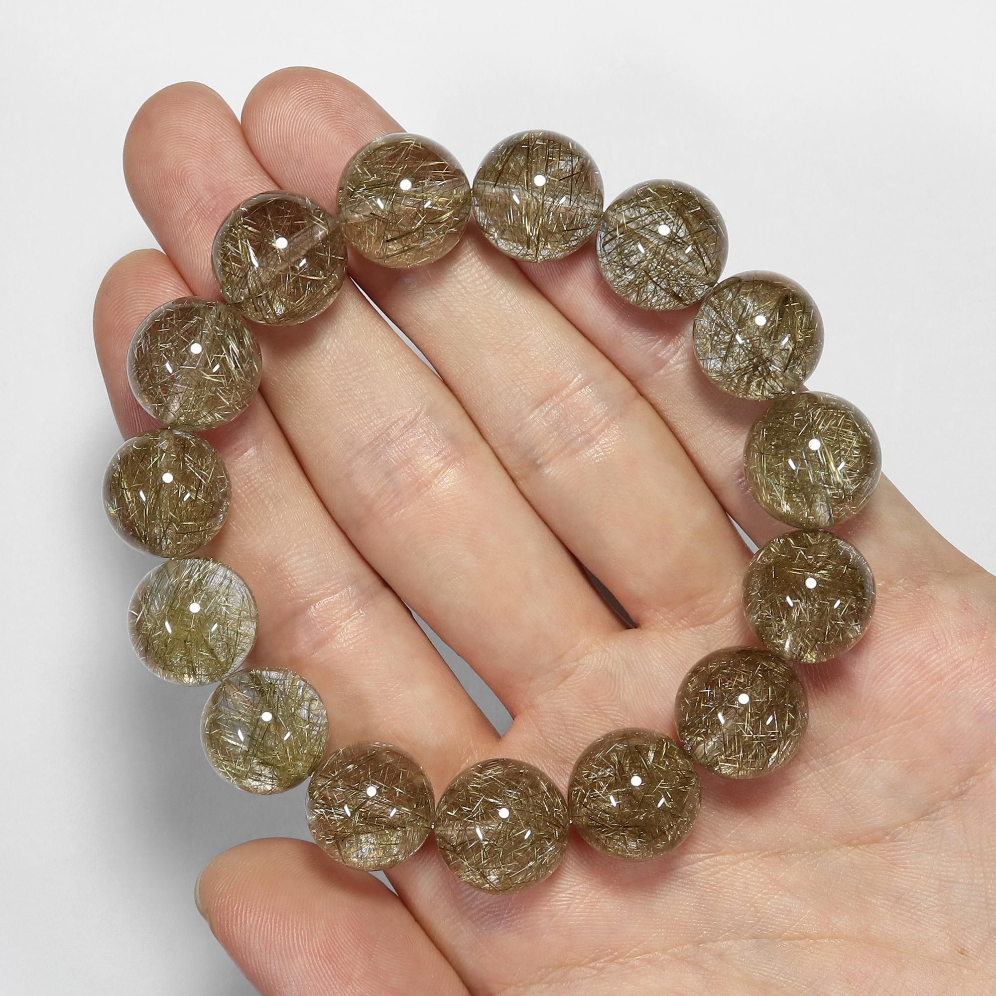 高品質+/クリアタイプ】シルバールチルクォーツ 13.5mm～14.5mm