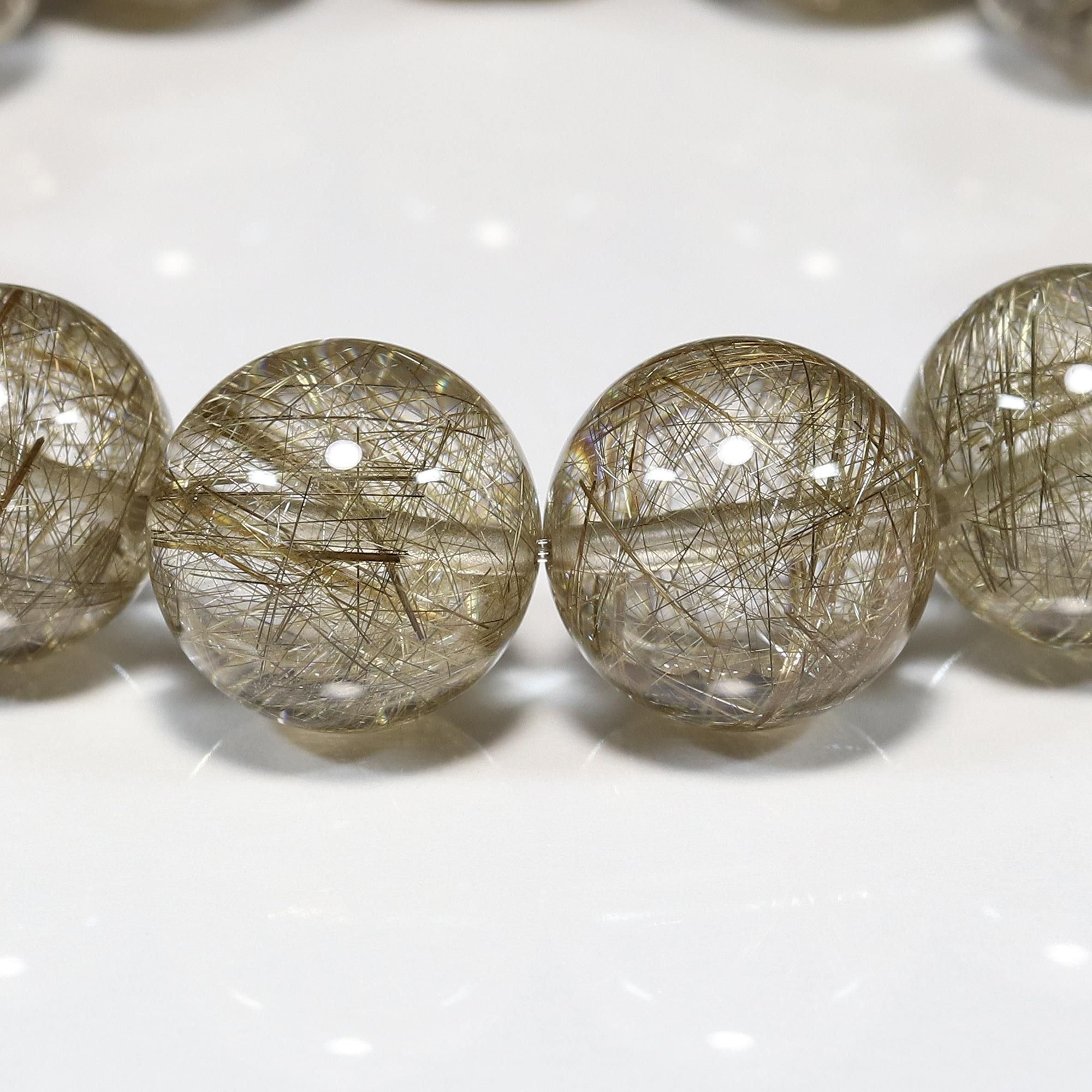 高品質+/クリアタイプ】シルバールチルクォーツ 13.5mm～14.5mm