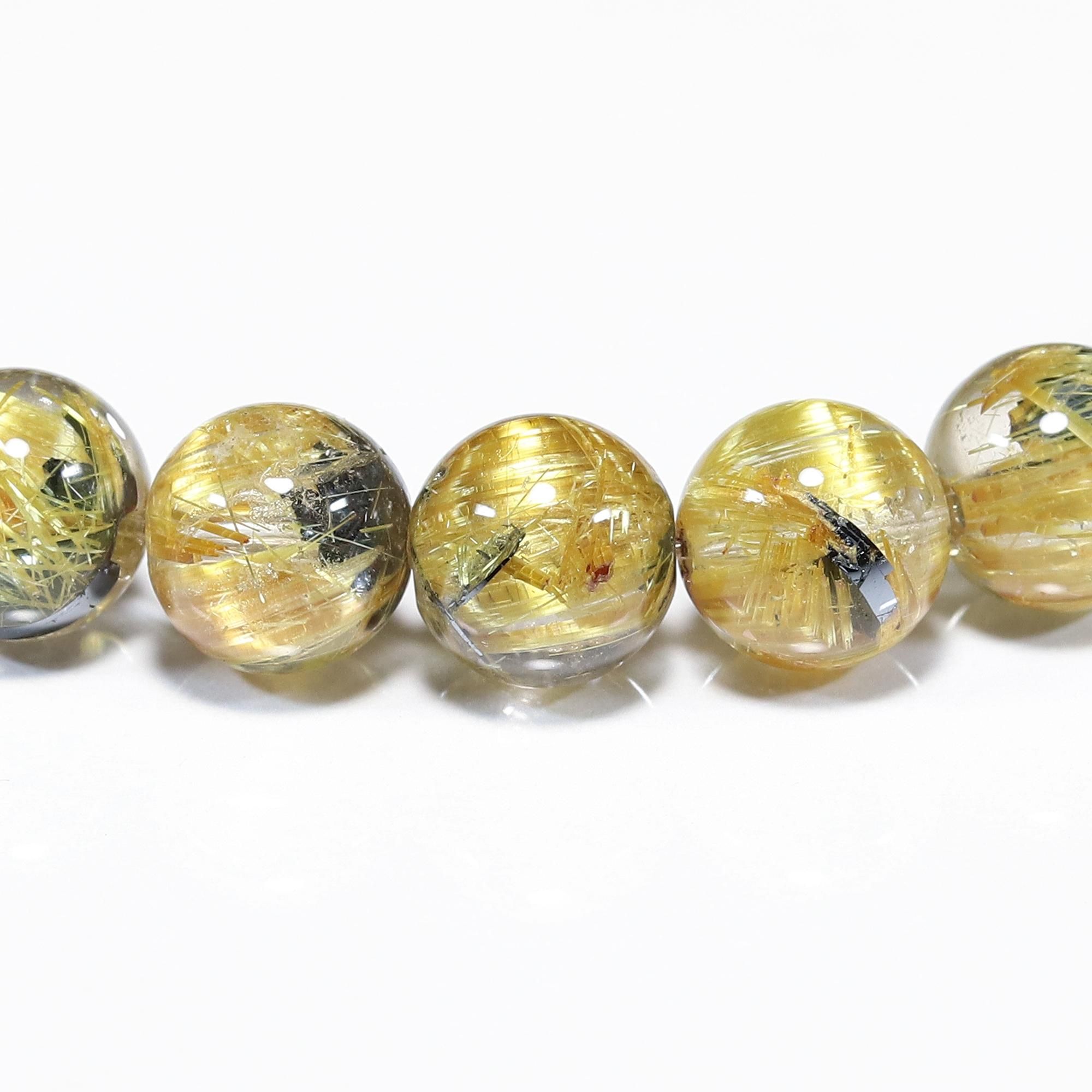 【高品質】太陽放射タイチンルチルクォーツブレスレット 11mm♡天然石♡金運最強 高品質】太陽放射タイチンルチルクォーツ 7mm玉 ブレスレット