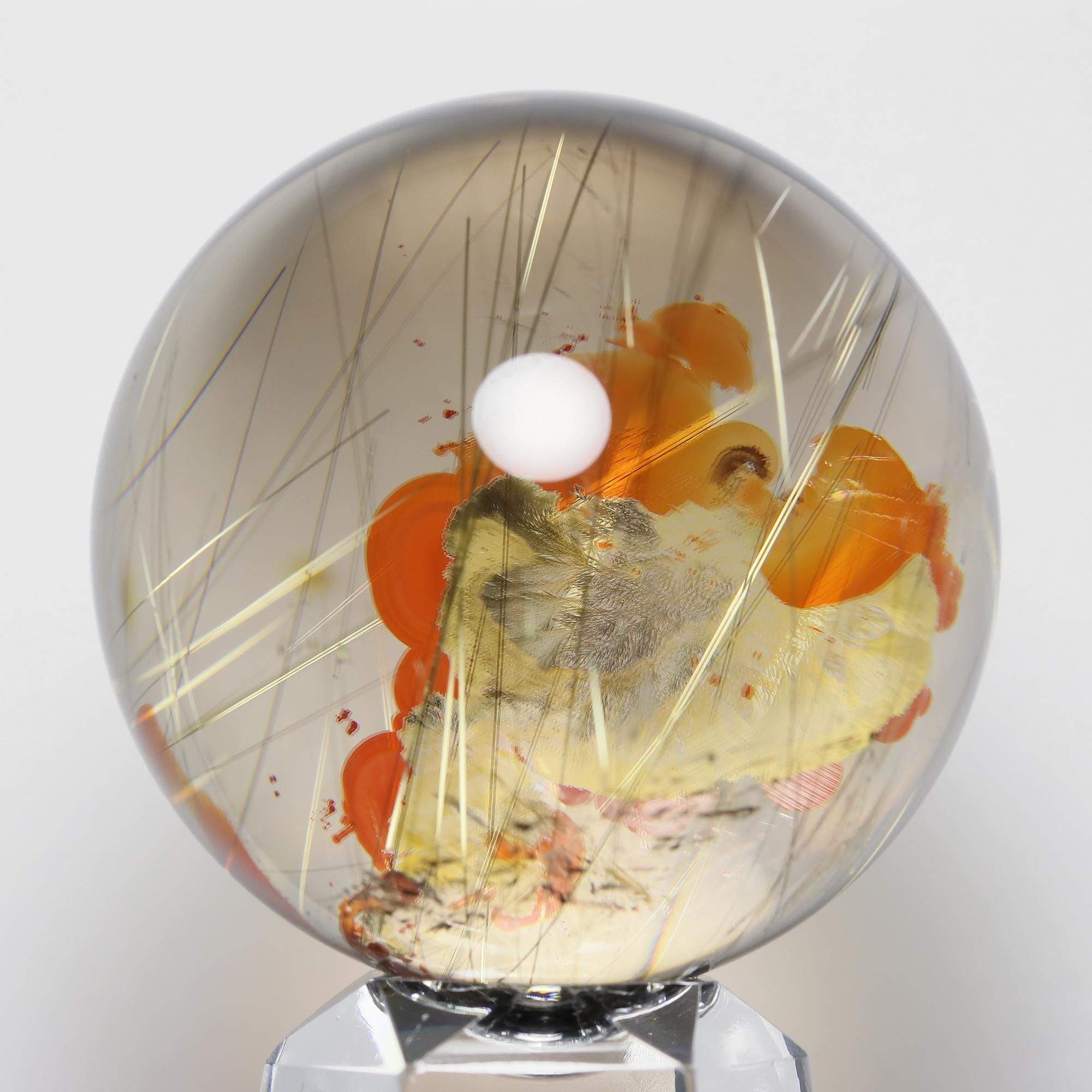 プラチナルチル 六角形カット オーロラ入ブルッカイト 奇跡の結晶 経営者のお守り ブルッカイトインクォーツ (プラチナルチル) 水晶 ポリッシュ