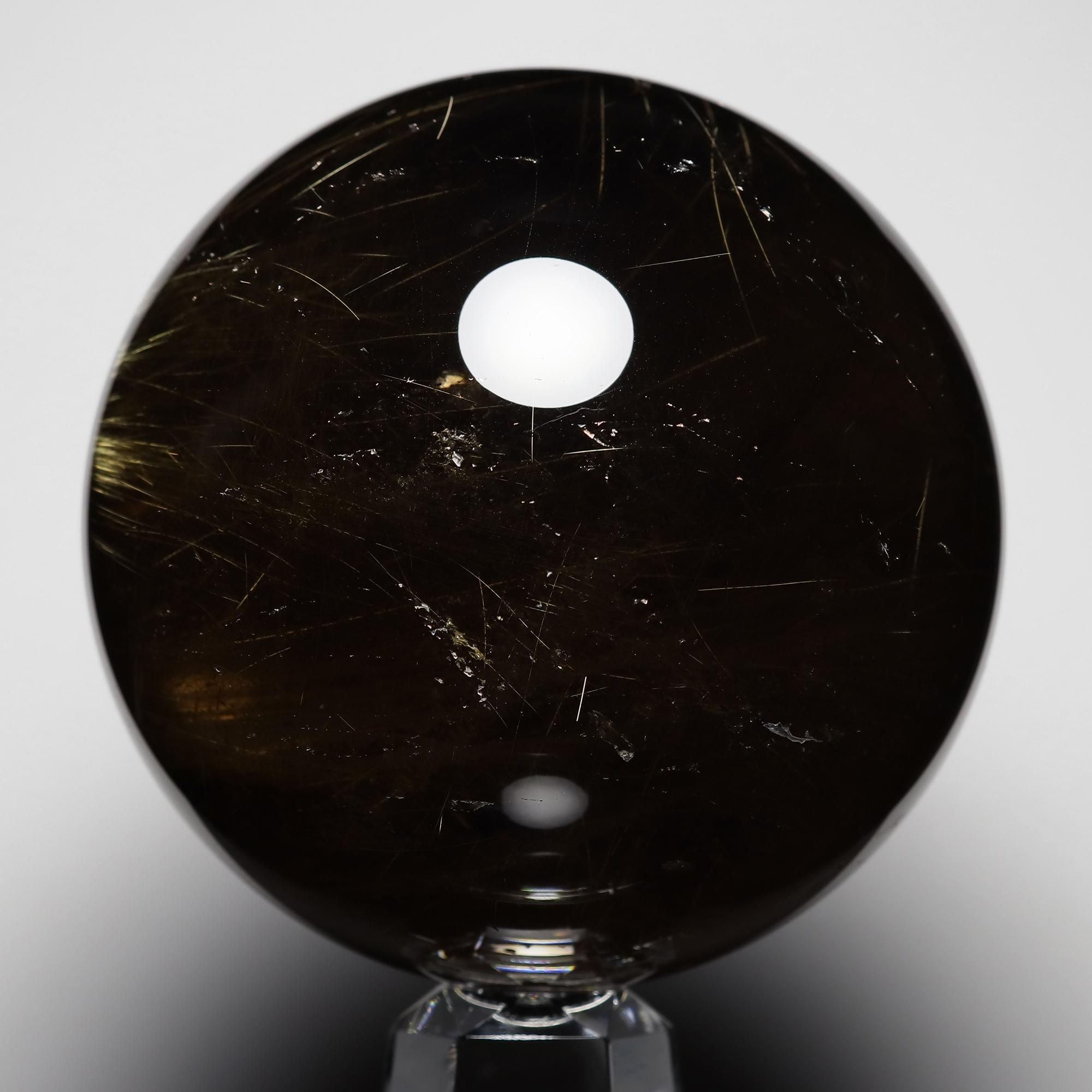 入手困難な大玉】ゴールドルチル・スモーキークォーツ Φ86.8mm玉