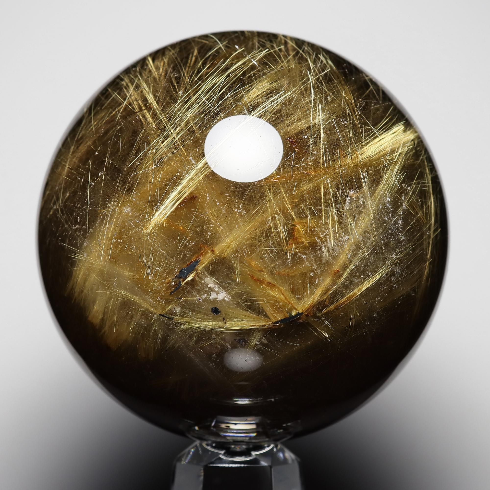 入手困難な大玉】ゴールドルチル・スモーキークォーツ Φ86.8mm玉