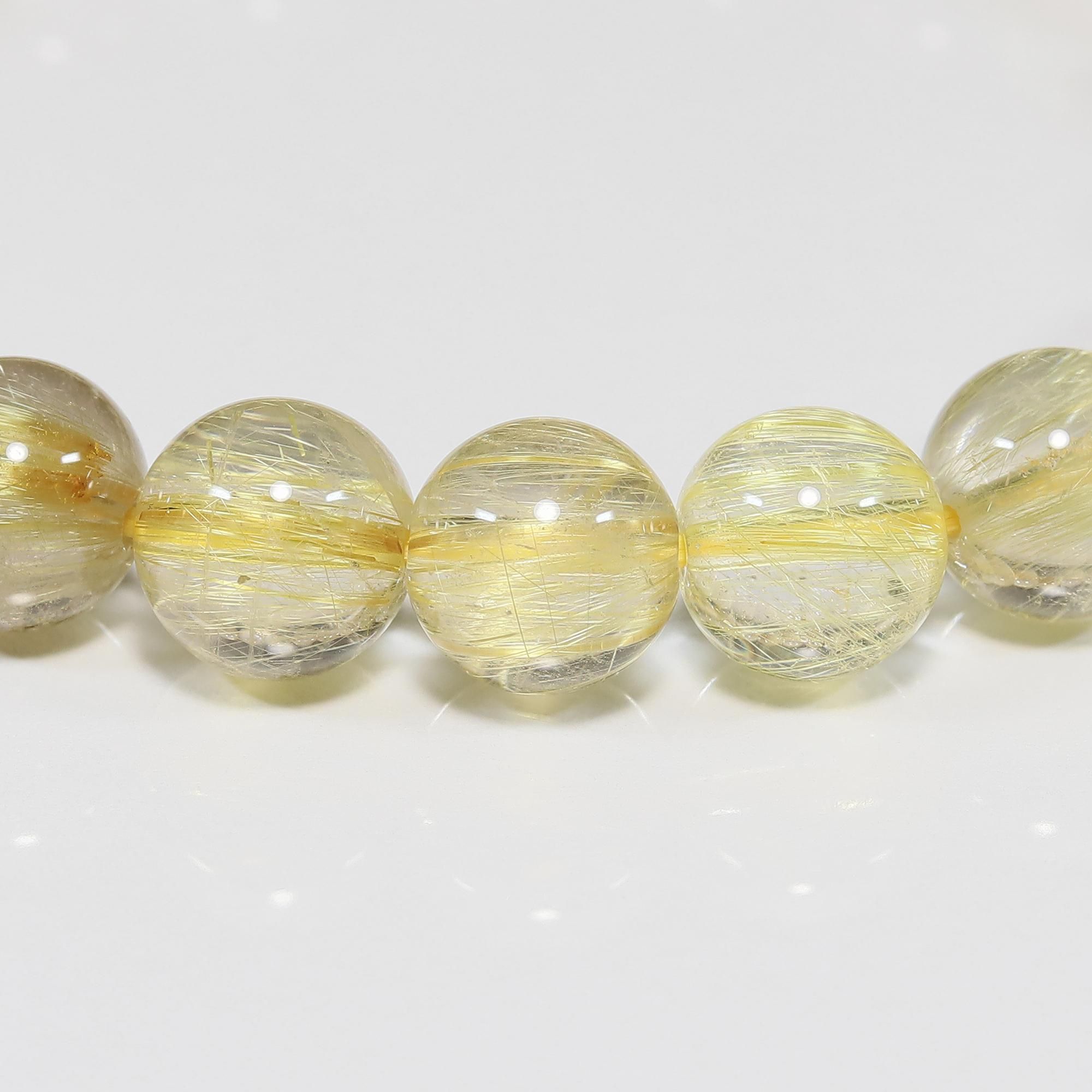 【612041】 高品質 タイチン ルチルクォーツ 9-9.5mm ブレスレット タイチンルチルクォーツ9〜9.5mmブレスレットAAAAA-121水晶