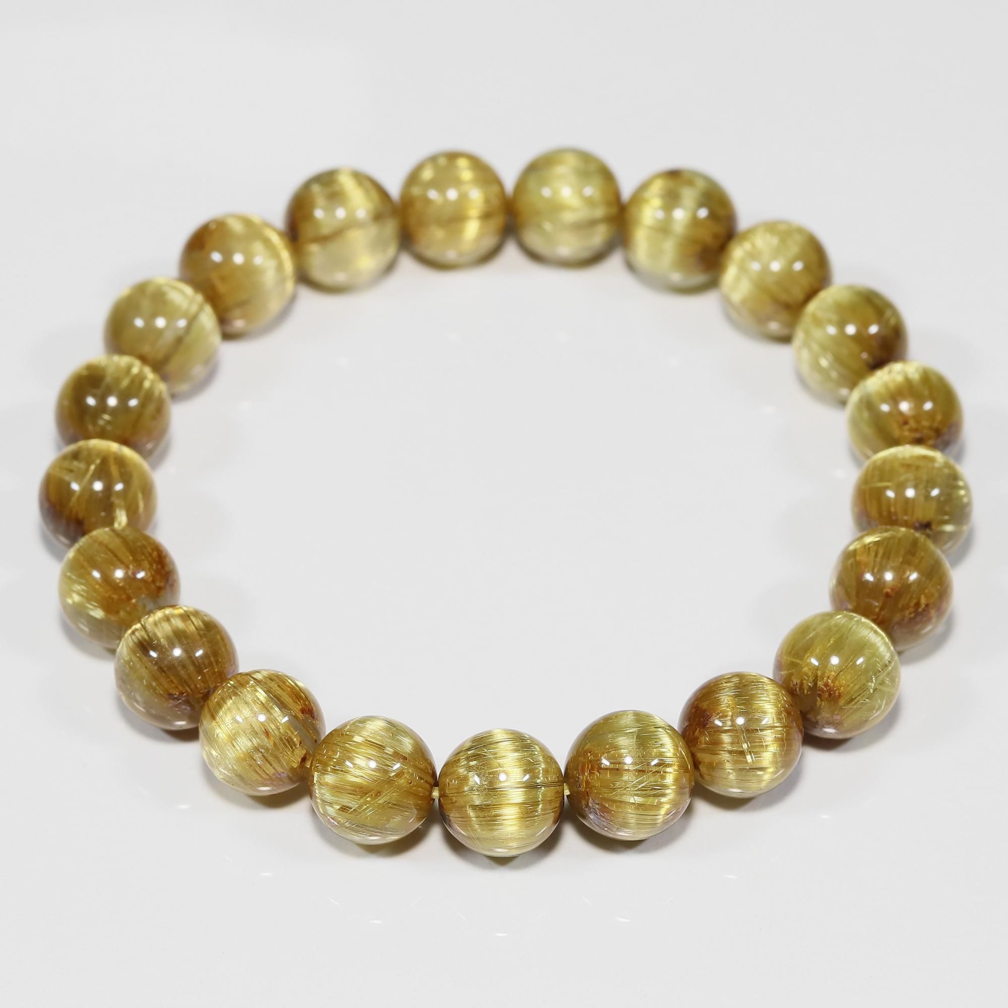 高品質】キャッツアイタイチンルチルクォーツ ブレスレット 9.5mm