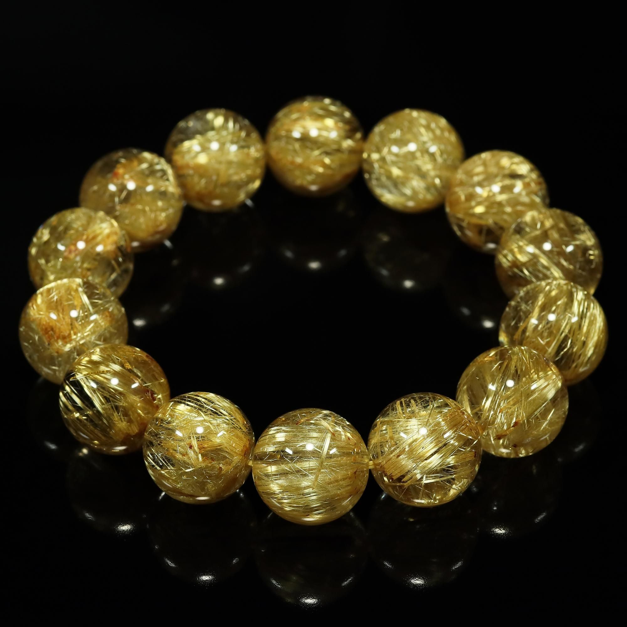 高品質+】タイチンルチルクォーツ 16mm玉 ブレスレット(型番tc2321