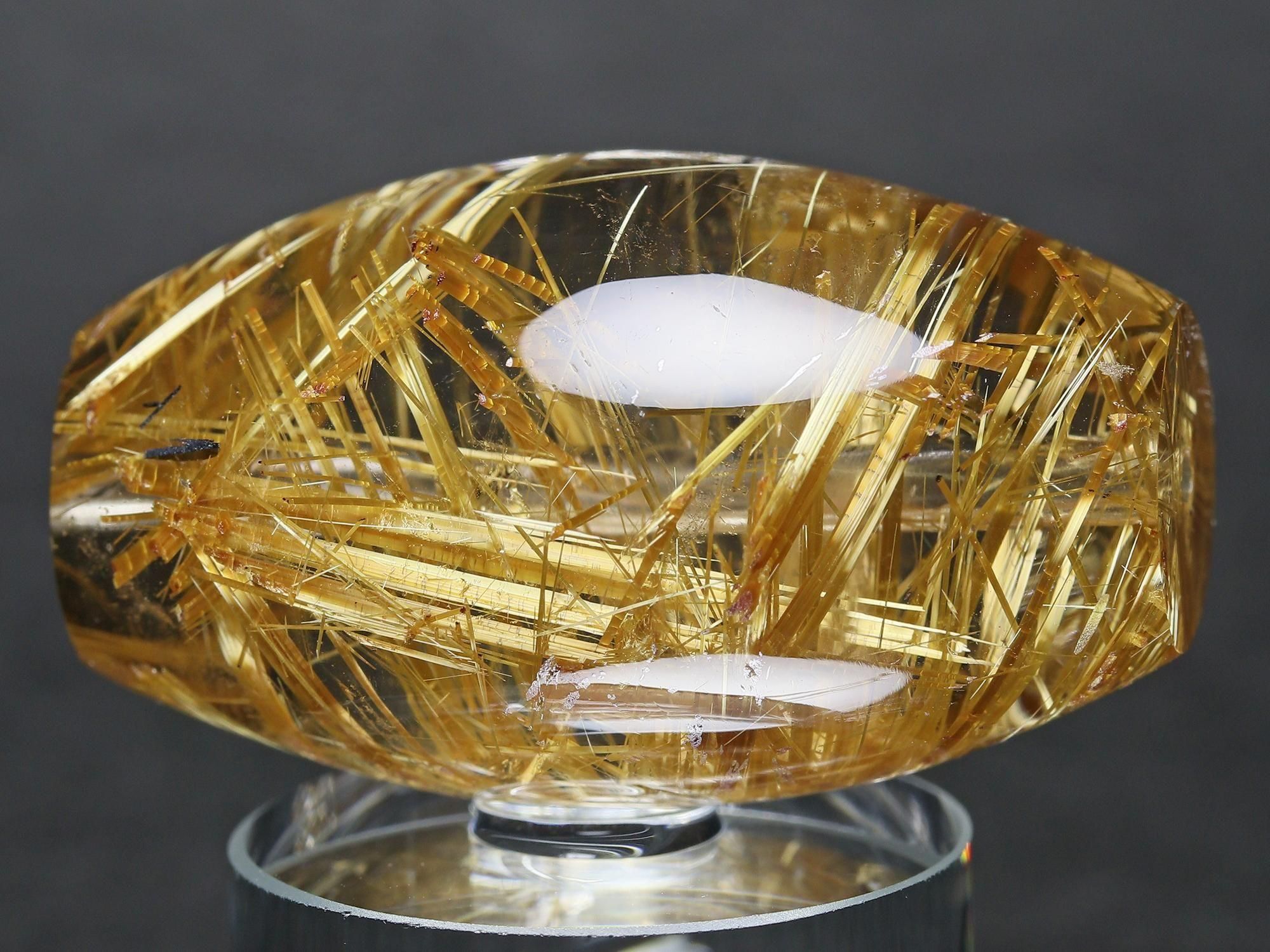 珍しい天珠型ビーズ】タイチンルチルクォーツ 天珠型ビーズ(通し穴あり