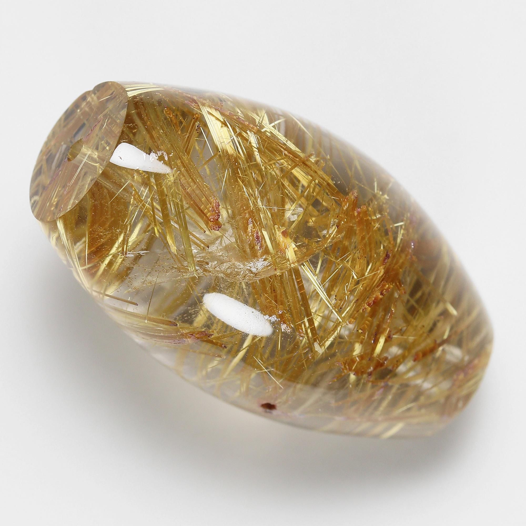 珍しい天珠型ビーズ】タイチンルチルクォーツ 天珠型ビーズ(通し穴あり