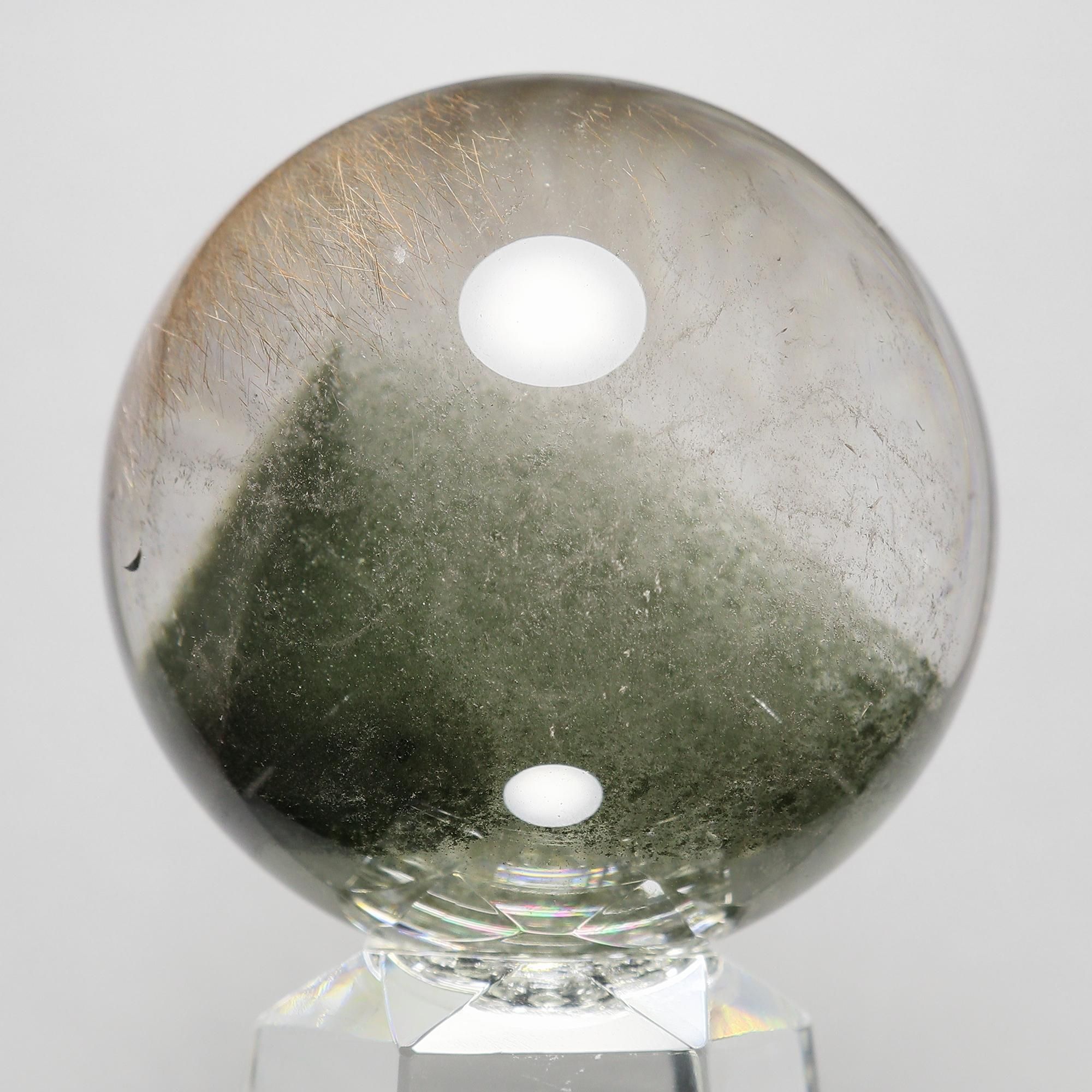 激レア/ルチルクォーツに大型で色味の濃いグリーンファントム入り