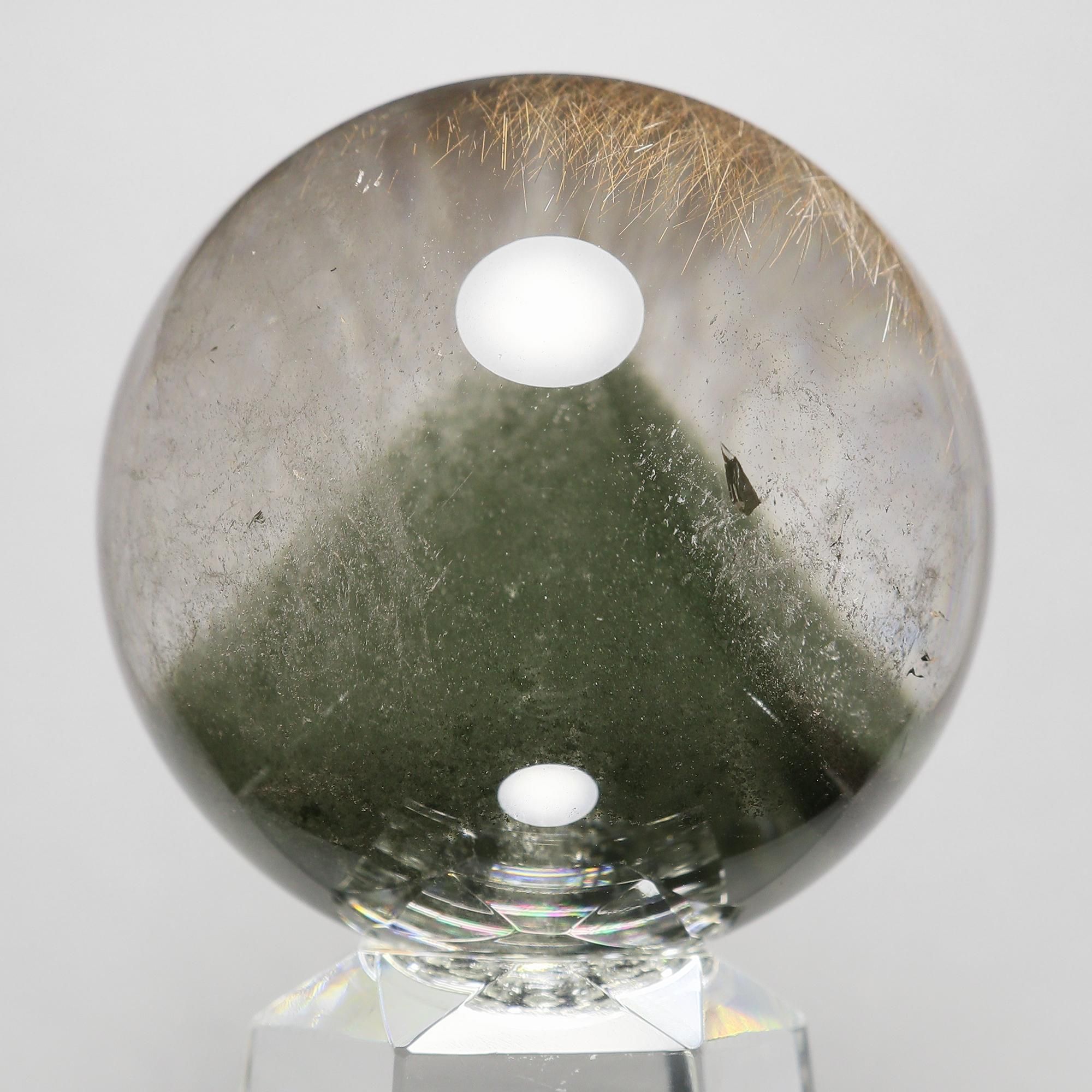 激レア/ルチルクォーツに大型で色味の濃いグリーンファントム入り