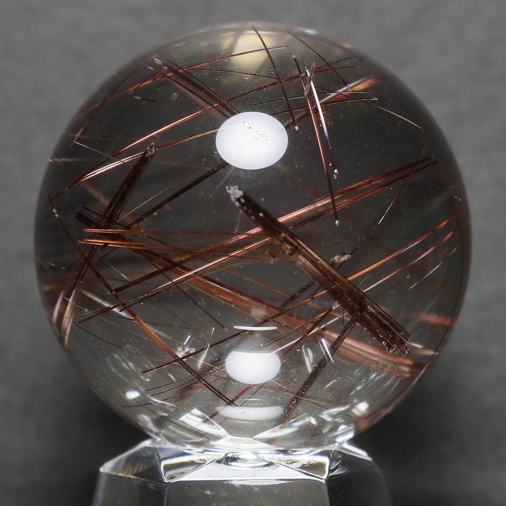 【本日限定割引】レッドルチルクォーツ スフィア 丸玉 希少】タイチンレッドルチルクォーツ Φ24.9mm玉 スフィア(型番spr1435)