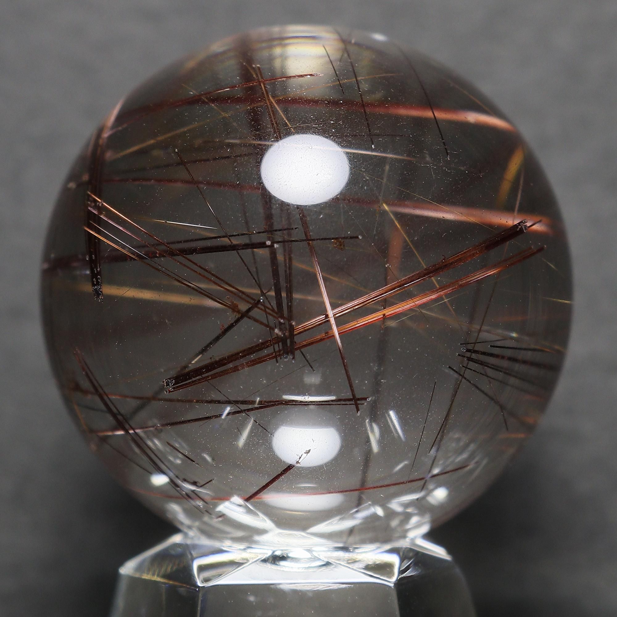 希少】タイチンレッドルチルクォーツ Φ24.9mm玉 スフィア(型番spr1435)