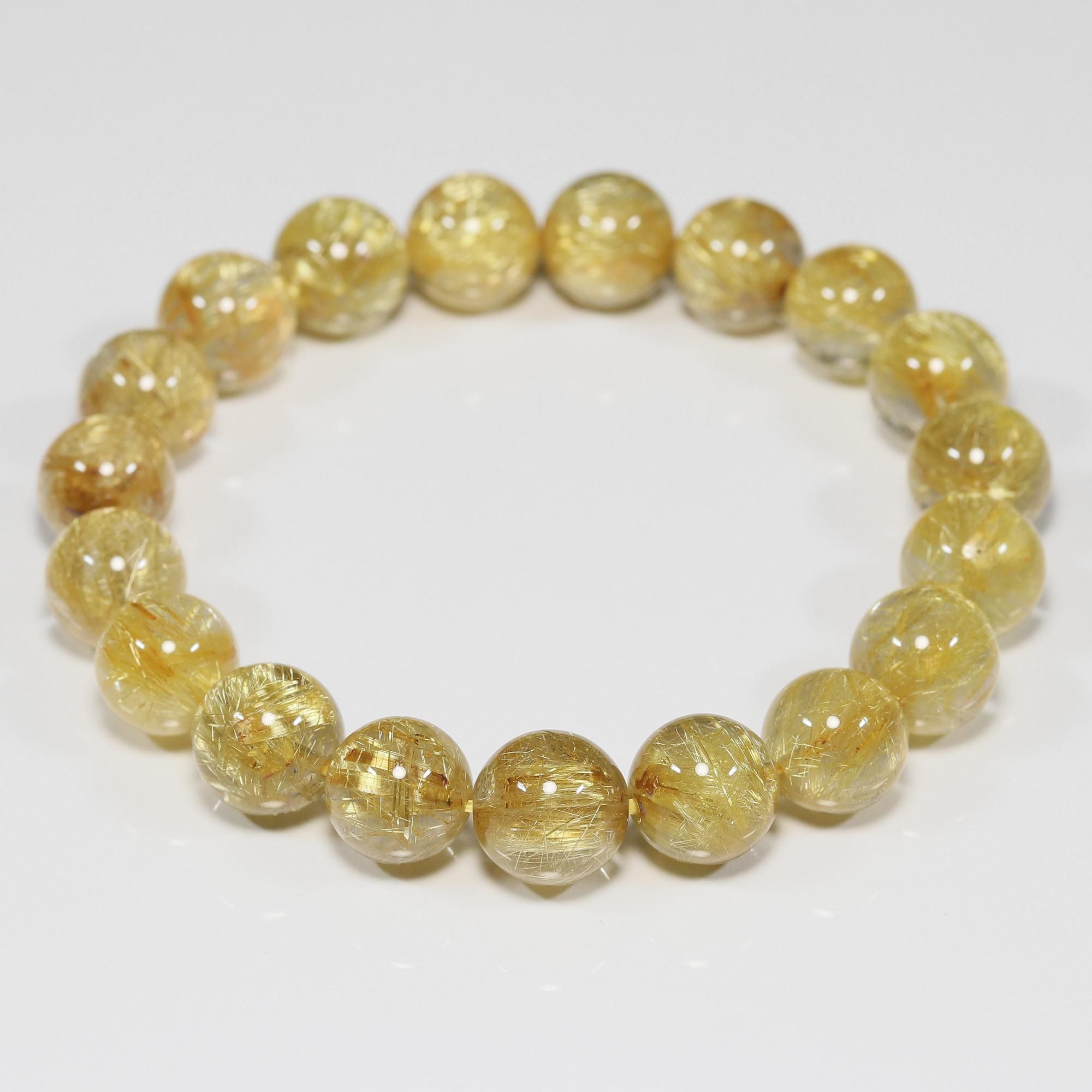 高品質】タイチンルチルクォーツ 10mm玉 ブレスレット(型番