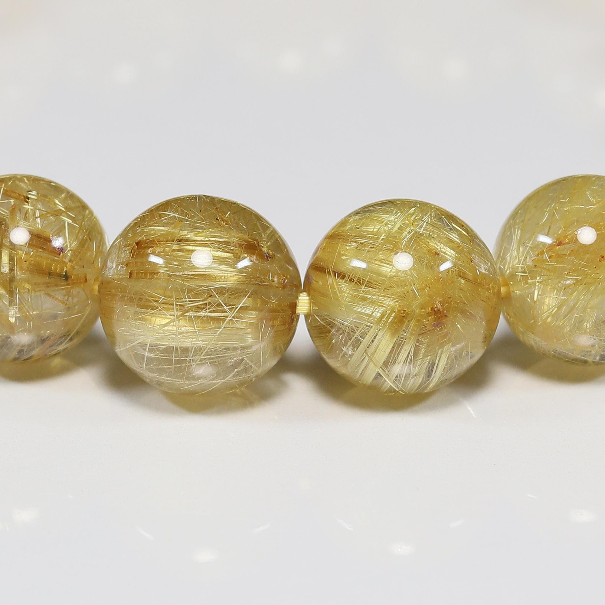 ア*ン様 高品質 約10mm 内径16cm タイチンルチル ブレスレット 簡易証 高品質】タイチンルチルクォーツ 10mm玉 ブレスレット(型番