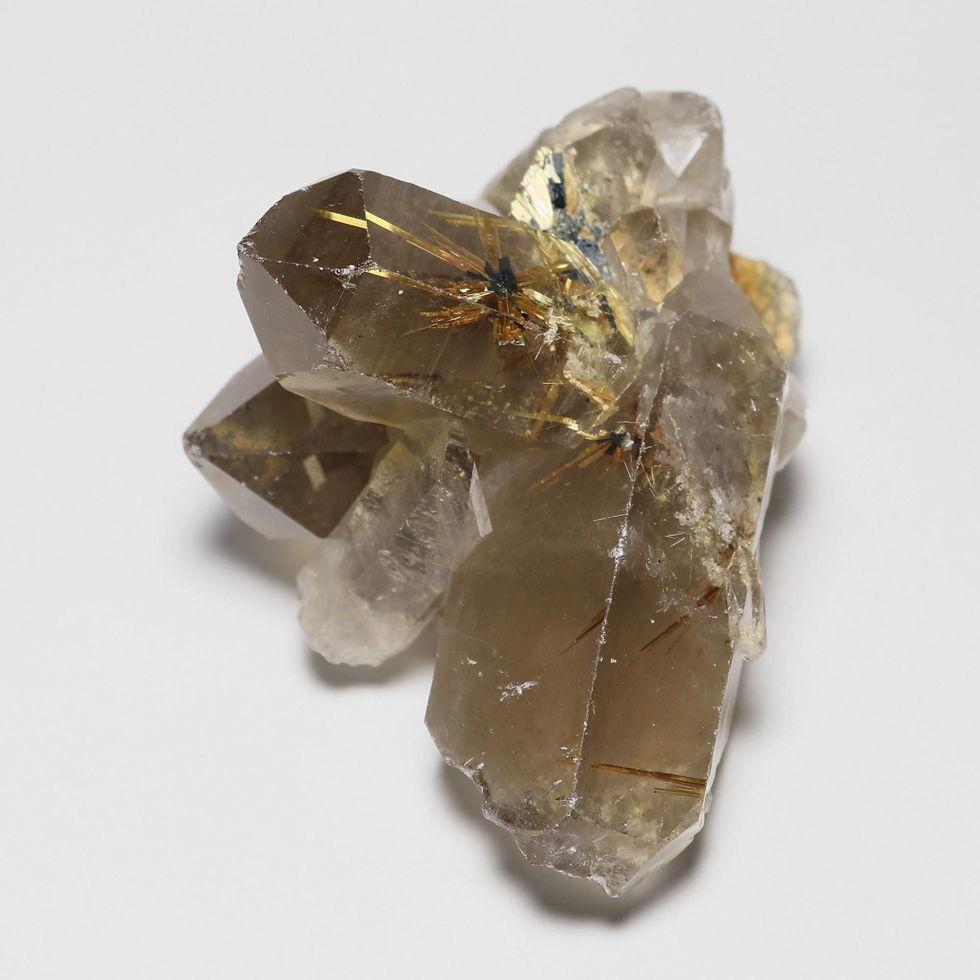 天然　太陽放射ゴールドタイチンルチル　ポリッシュ原石 バイヤー厳選!!】☆パワフルな太陽放射ルチル☆たっぷり極太黄金針