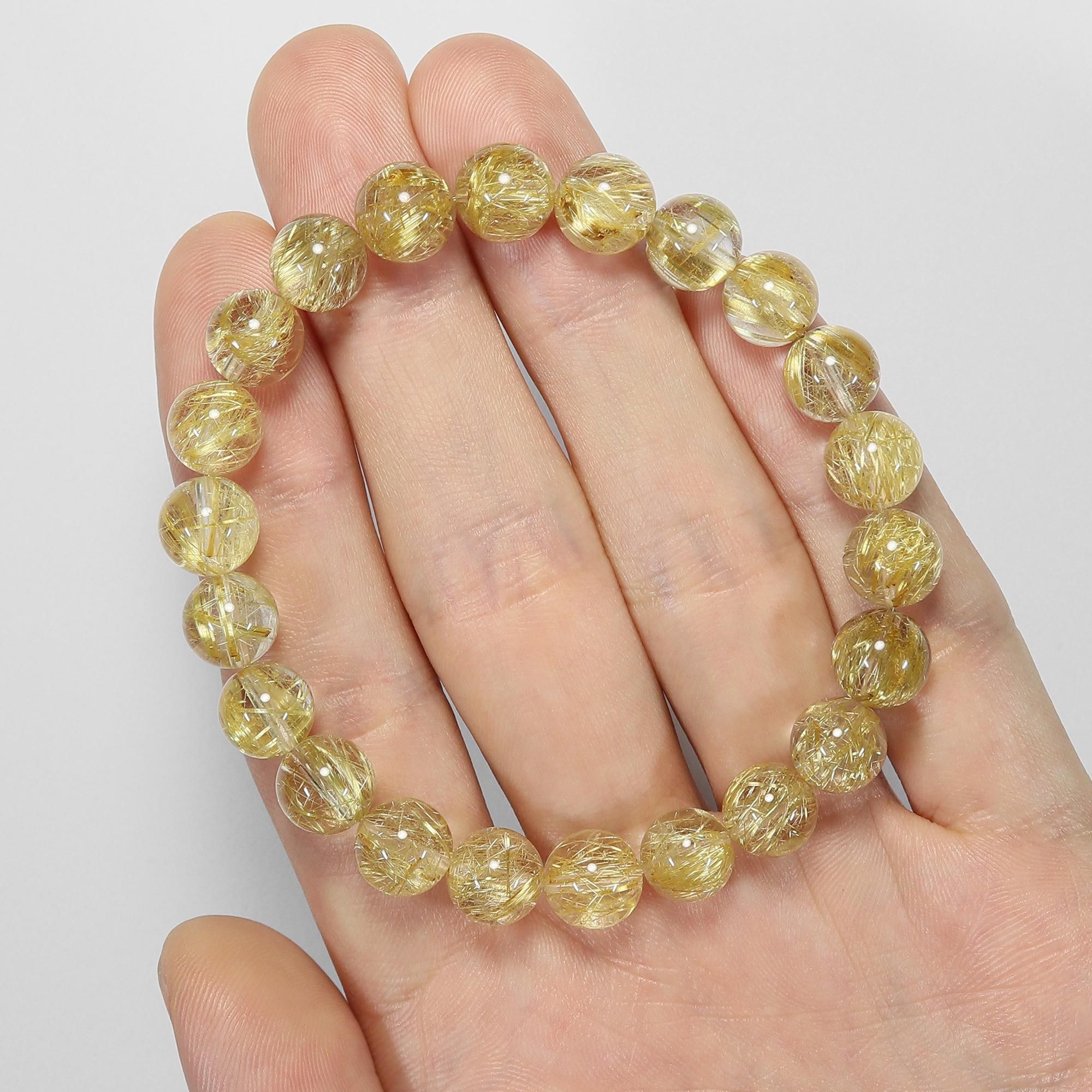 高品質】タイチンルチルクォーツ 8mm～8.5mm玉 ブレスレット