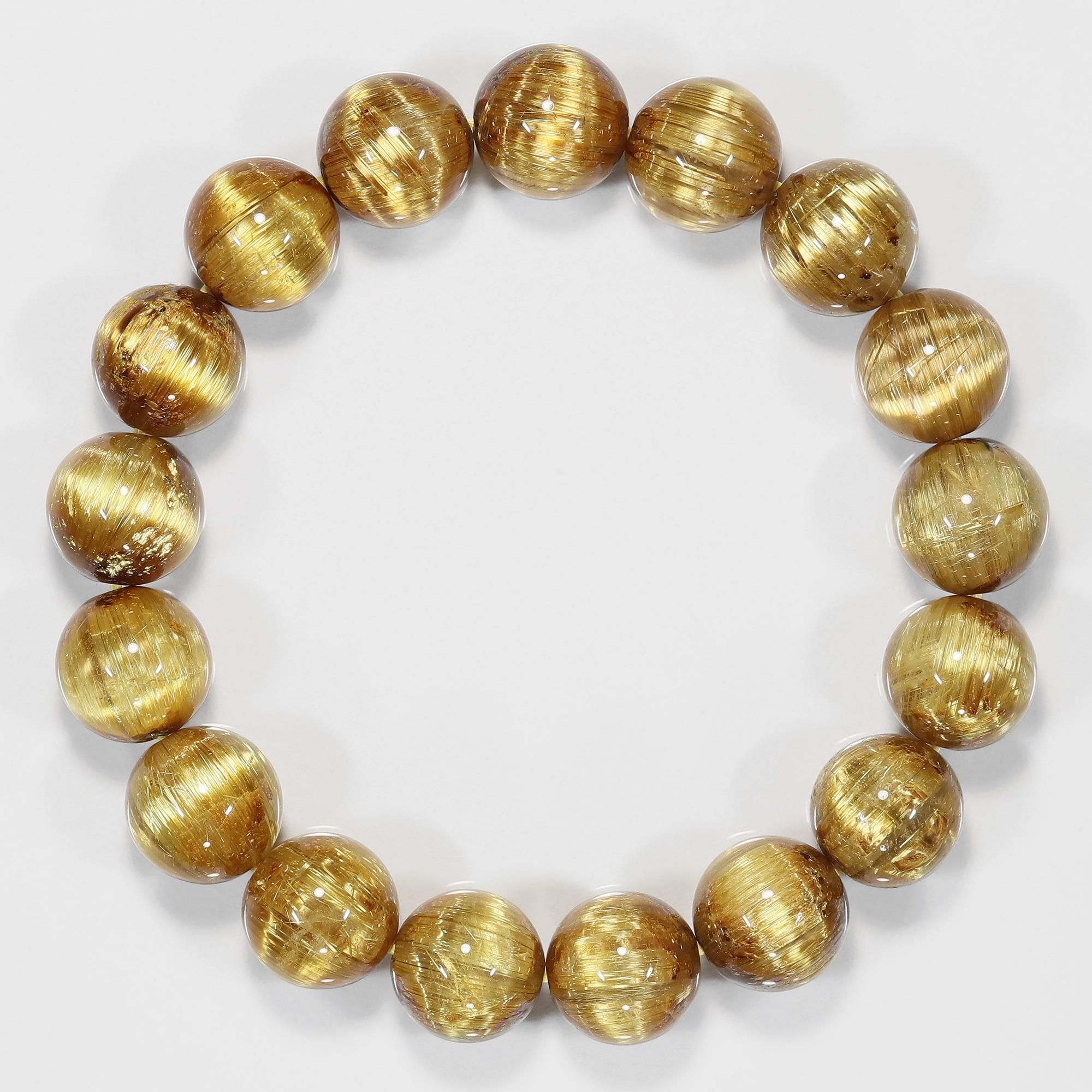 【極上,希少,美品】ブロンズタイチンキャッツアイルチルクォーツ １５㎜ プレミアム タイチンキャッツアイルチルクォーツ 12.5mm玉