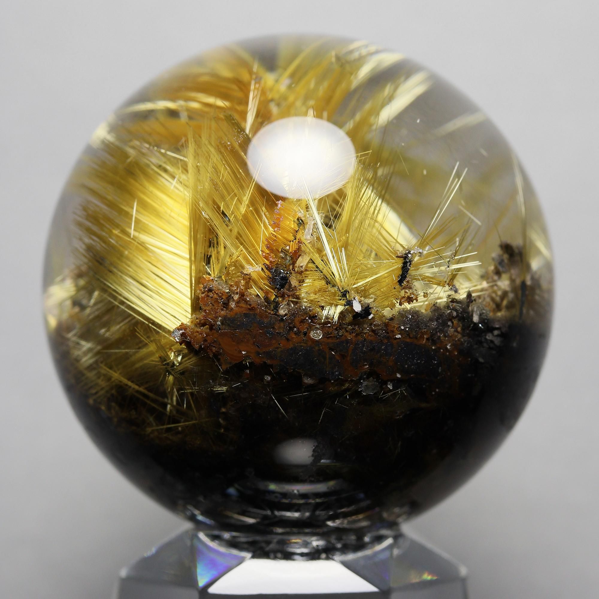 【金運・仕事運上昇】満ち満ち！タイチンルチルスフィア⭐️ R177 プレミアム スター太陽放射タイチンルチルクォーツ Φ37.3mm玉 スフィア