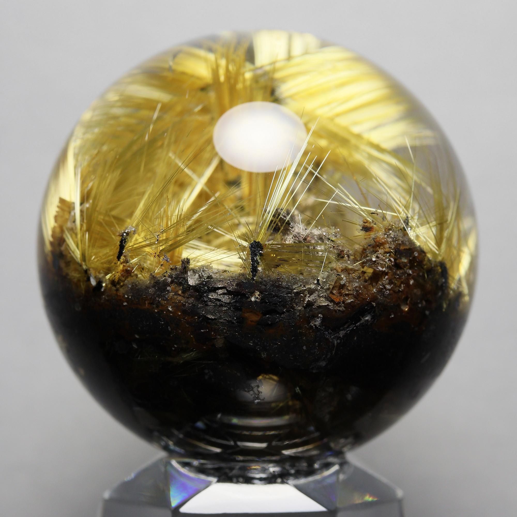 プレミアム スター太陽放射タイチンルチルクォーツ Φ37.3mm玉 スフィア