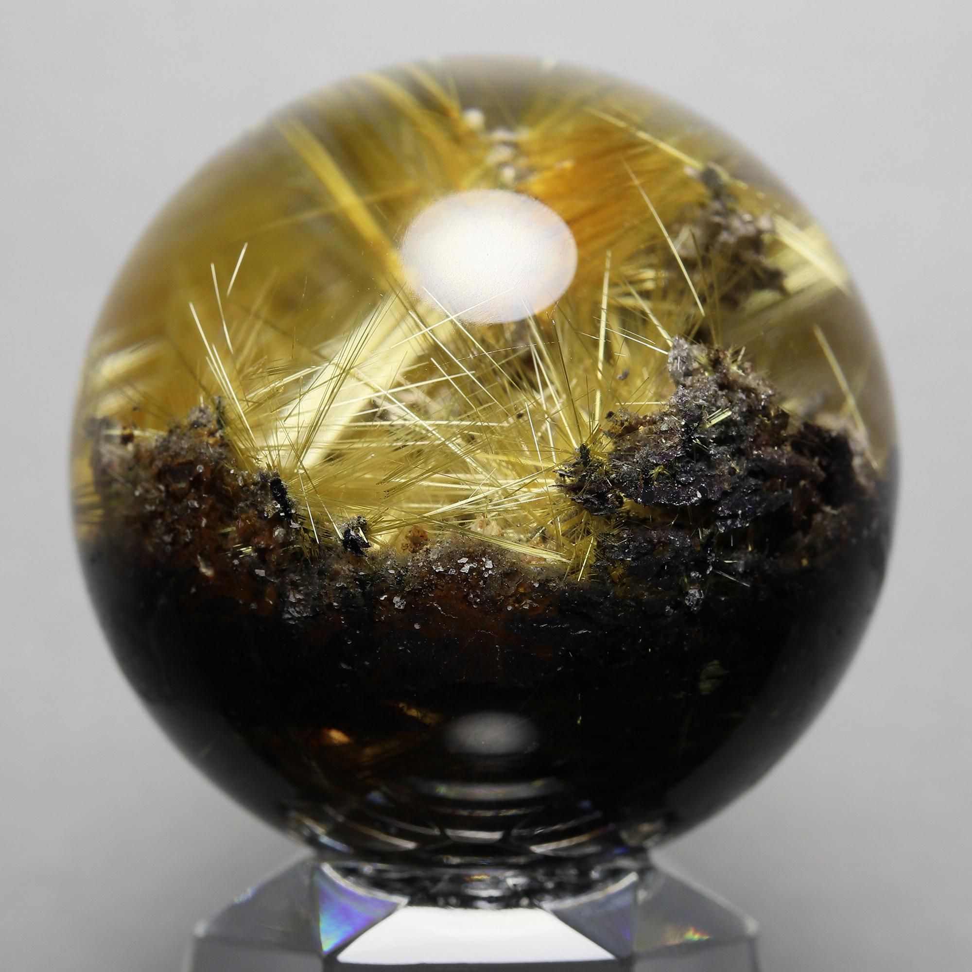 プレミアム スター太陽放射タイチンルチルクォーツ Φ37.3mm玉 スフィア