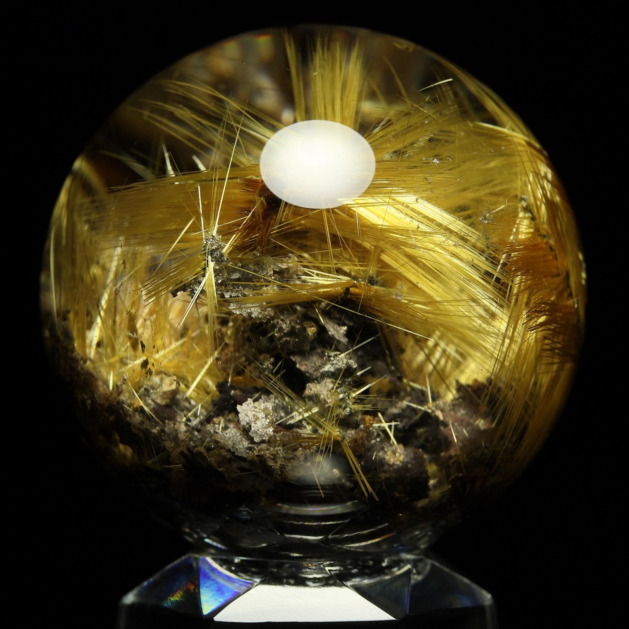 プレミアム スター太陽放射タイチンルチルクォーツ Φ37.3mm玉 スフィア