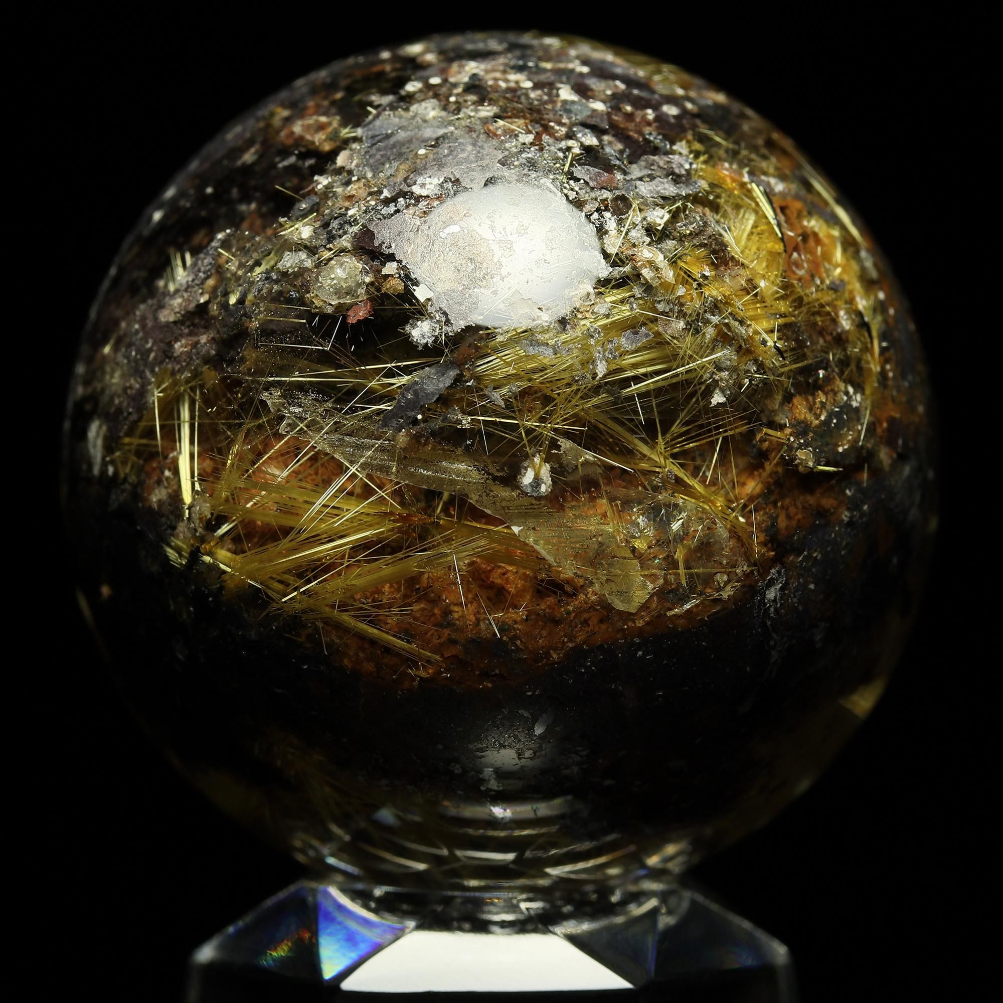 プレミアム スター太陽放射タイチンルチルクォーツ Φ37.3mm玉 スフィア