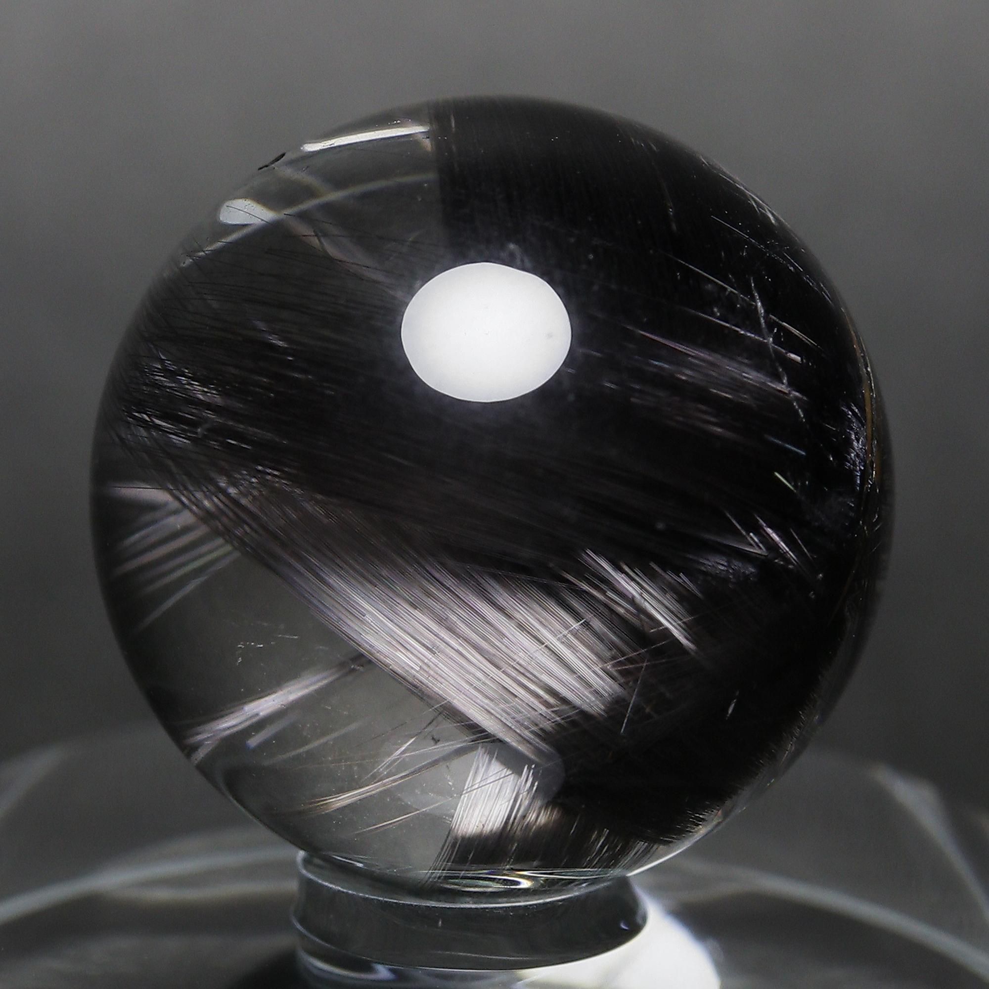 【高品質】ブラックルチルクォーツスフィア 希少性抜群】ブラックプラチナルチルクォーツ Φ12.9mm玉 スフィア(型番