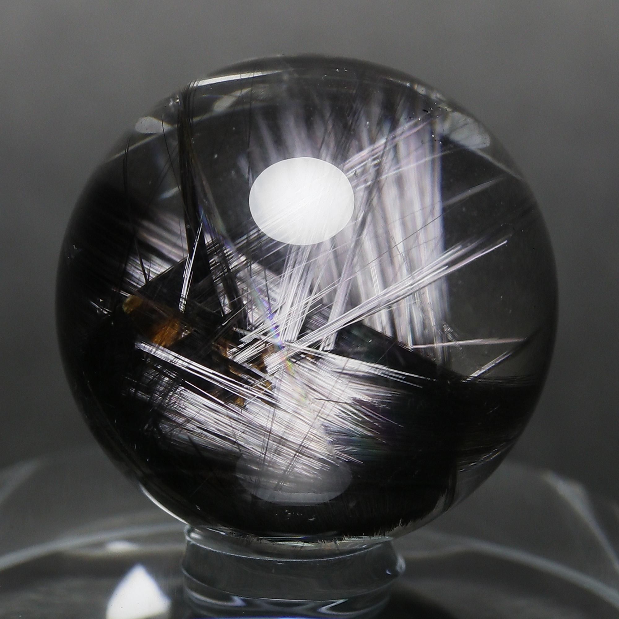 希少性抜群】ブラックプラチナルチルクォーツ Φ12.9mm玉 スフィア(型番