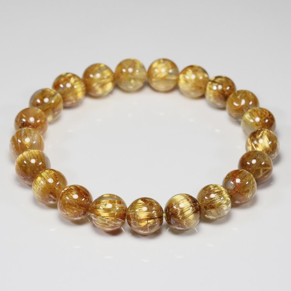 R0816 太いタイチンが魅力的！ゴールド タイチン ルチル 希少]タイガータイチンルチルクォーツ丸玉/スフィア（直径43.3mm