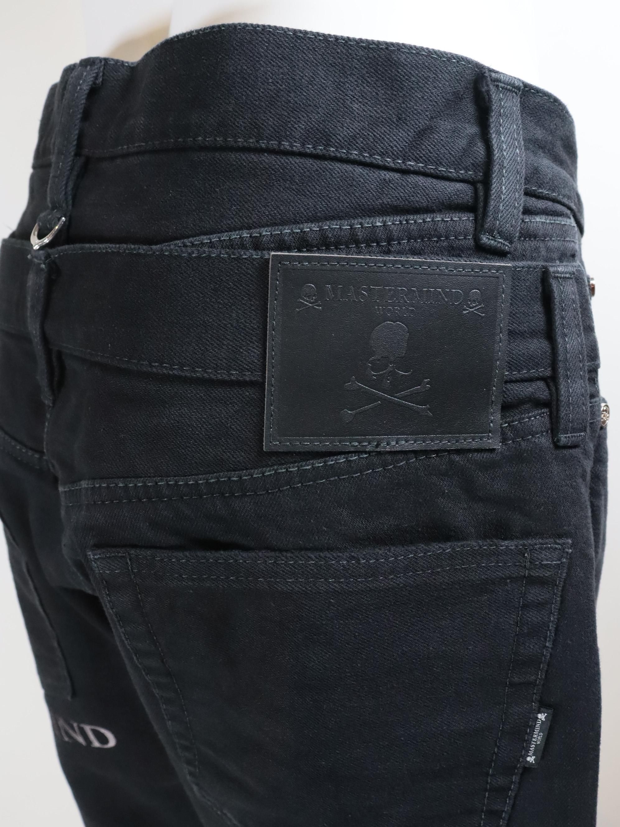mastermind ダブルウエスト　ブラック　デニム　M MASTERMIND | WIDE DENIM PANTS