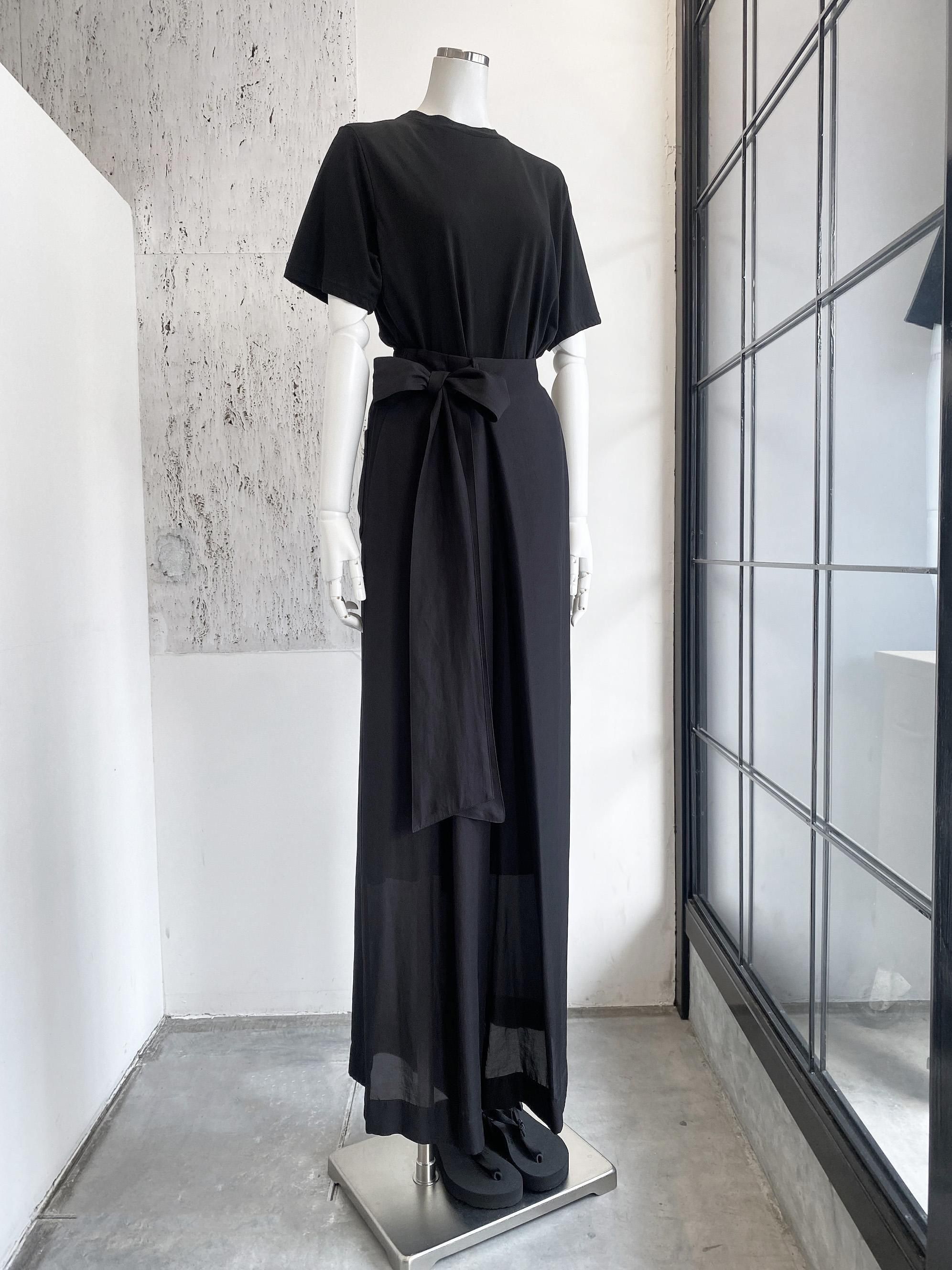 良品レディースM☆HYKEウールシルクデザインワイドパンツ SHEER TWILL WIDE LEG PANTS-シアーツイルワイドレグパンツ-HYKE