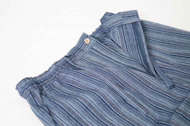 ヘンリーネック 阿波しじら織り 伝統工芸 甚平 オリジナル ロングパンツ 日本製 綿100％ M/L/LL- 作務衣の通販,販売なら専門店職人の技ひめか