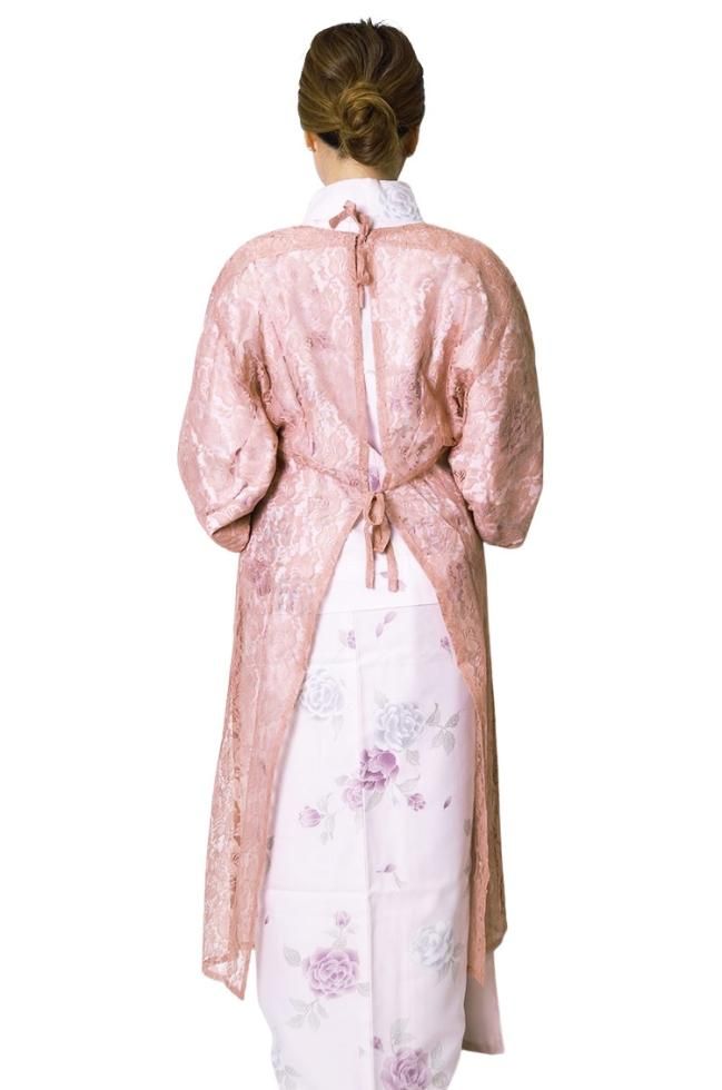 新品　着物用レース割烹着　おとづき商店 レース割烹着 | 朱橙｜和装コートのおとづき正規取り扱い店